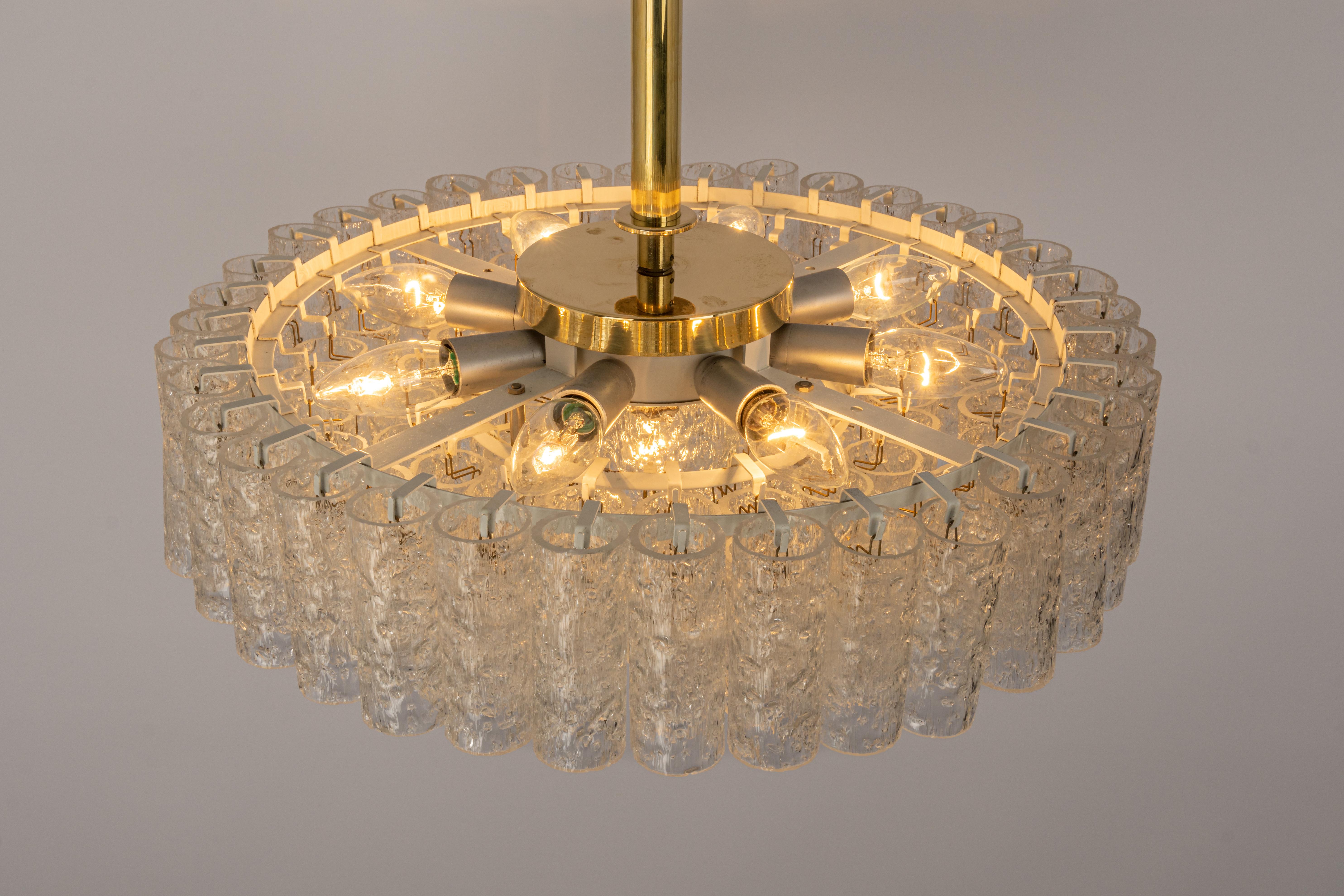 Large Doria Ice Glass Tubes Chandelier, Germany, 1960s For Sale 4