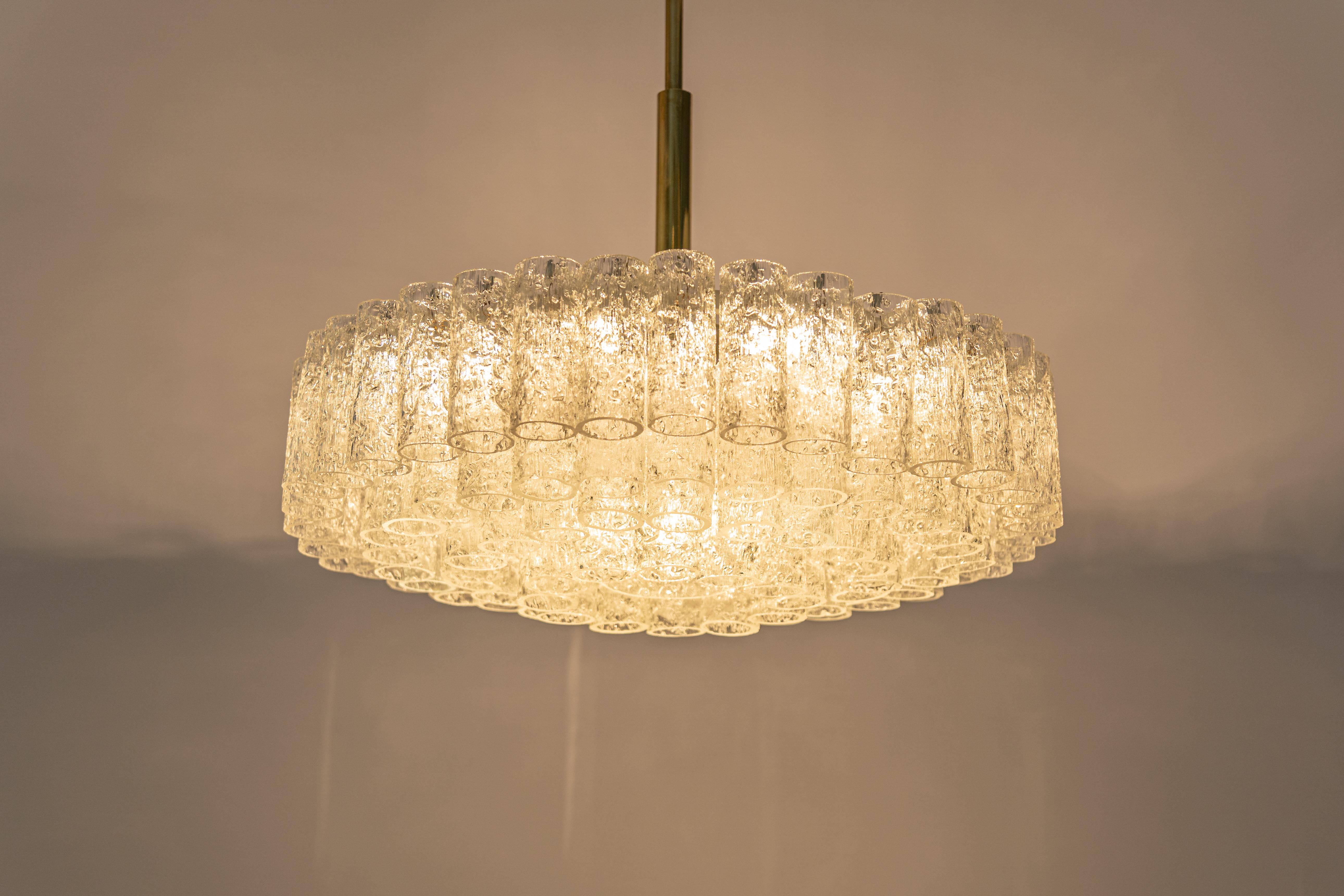 Large Doria Ice Glass Tubes Chandelier, Germany, 1960s For Sale 5