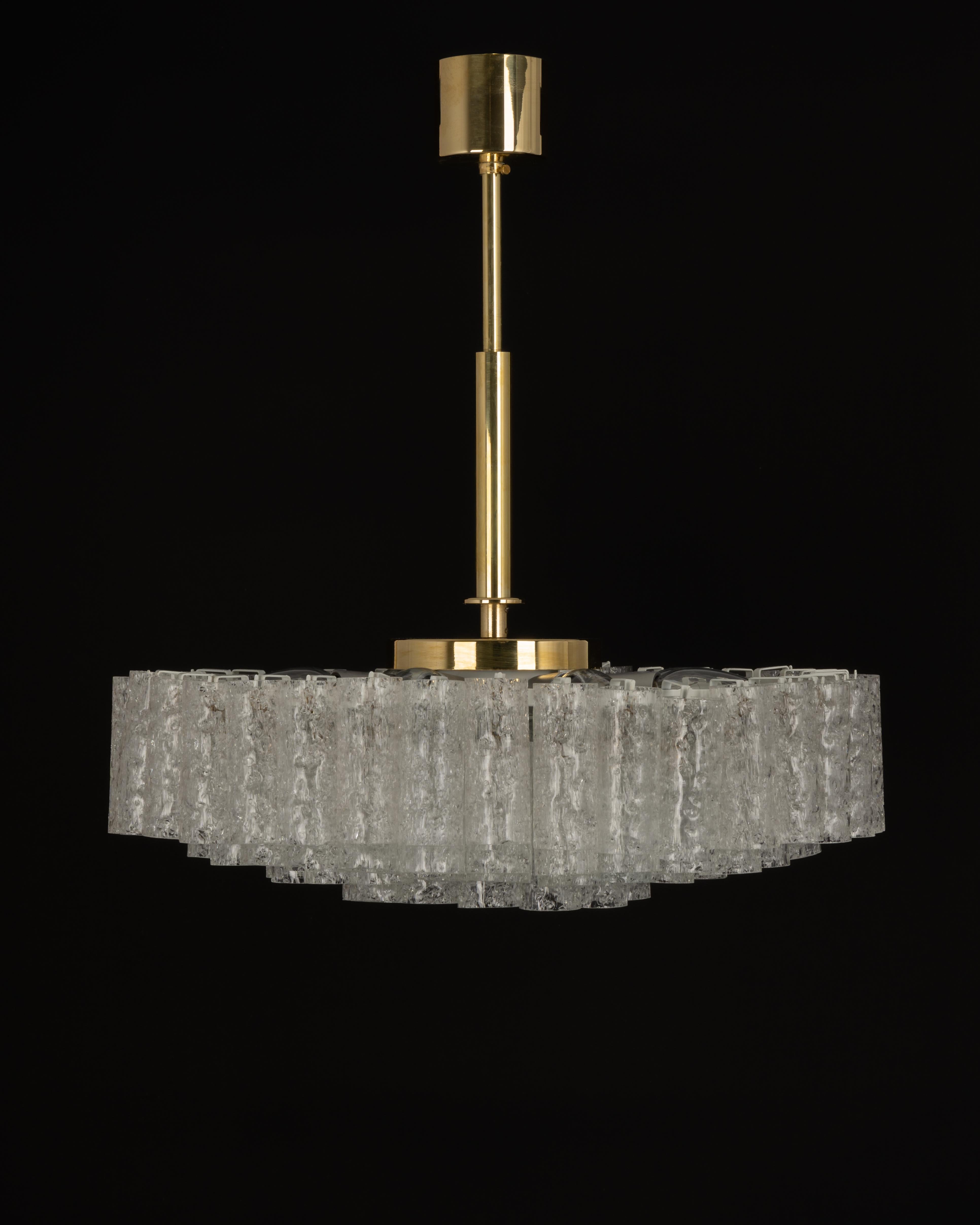 Large Doria Ice Glass Tubes Chandelier, Germany, 1960s For Sale 6