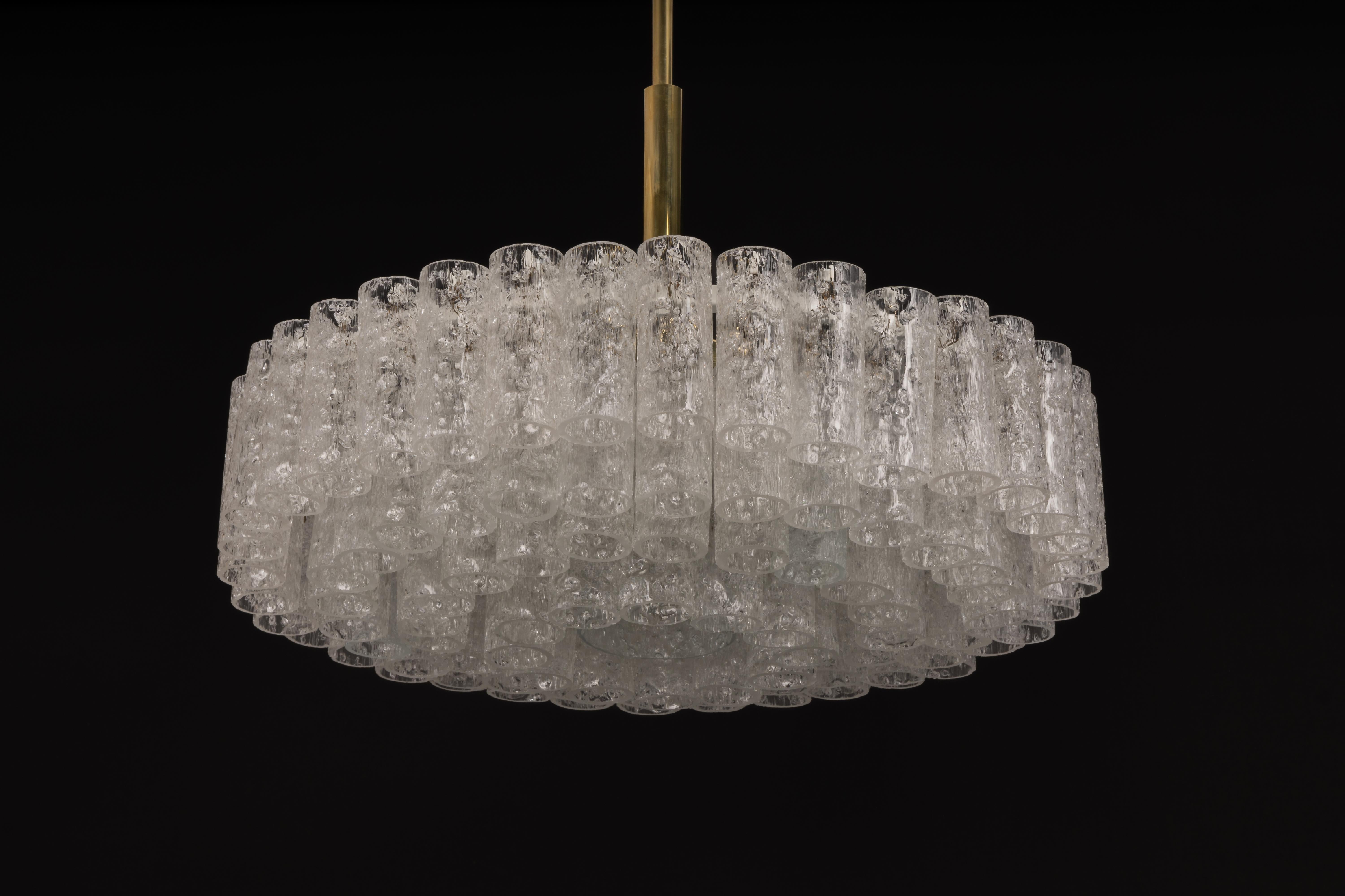 Large Doria Ice Glass Tubes Chandelier, Germany, 1960s For Sale 7