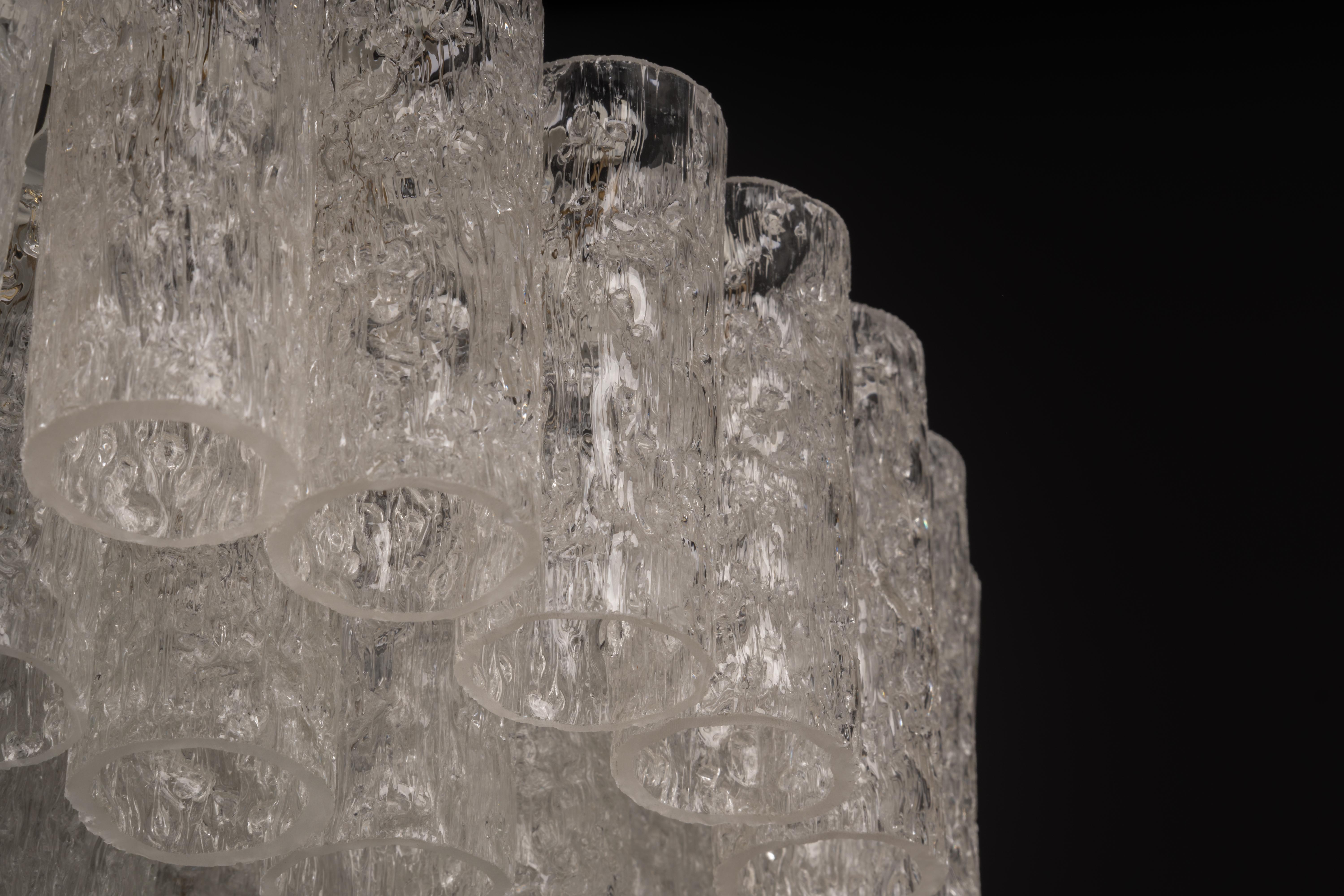 Large Doria Ice Glass Tubes Chandelier, Germany, 1960s For Sale 8