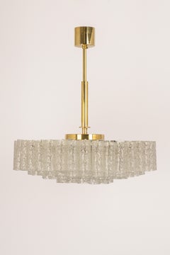 Large Doria Ice Glass Tubes Chandelier, Germany, 1960s