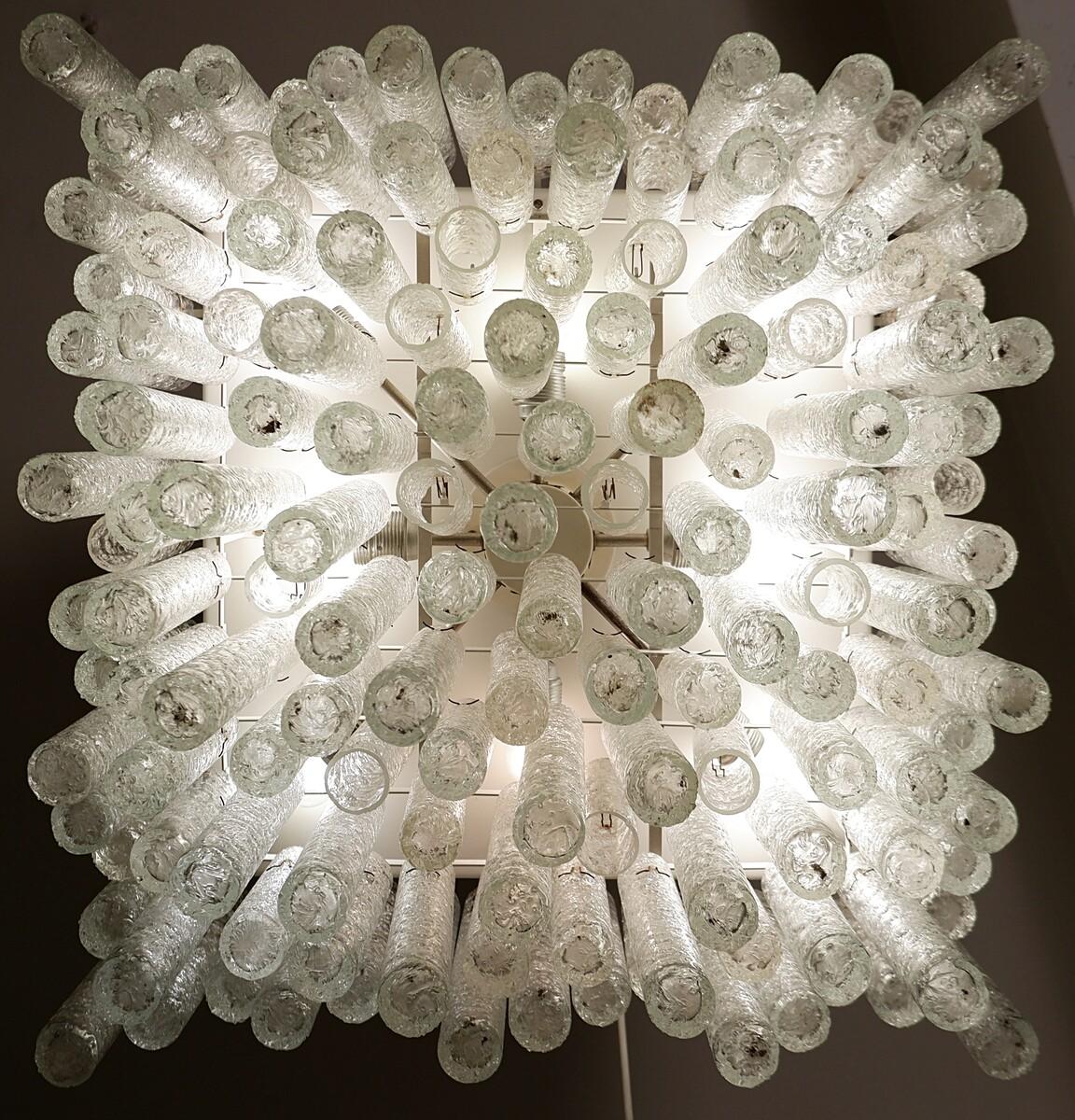 Großer Doria-Eisglasröhren-Kronleuchter, Deutschland, 1960er Jahre. (Moderne der Mitte des Jahrhunderts) im Angebot