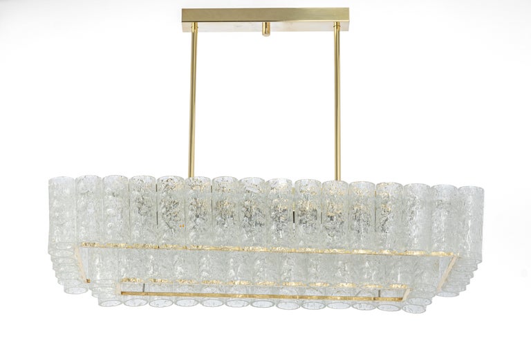 Mid-Century Modern Large Doria Ice Glass Tubes Chandelier, Germany, 1960s For Sale