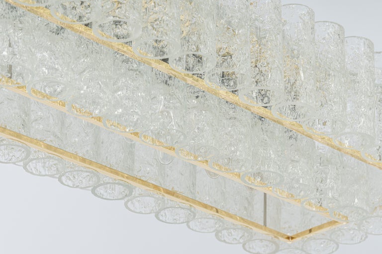 Large Doria Ice Glass Tubes Chandelier, Germany, 1960s In Good Condition For Sale In Aachen, NRW