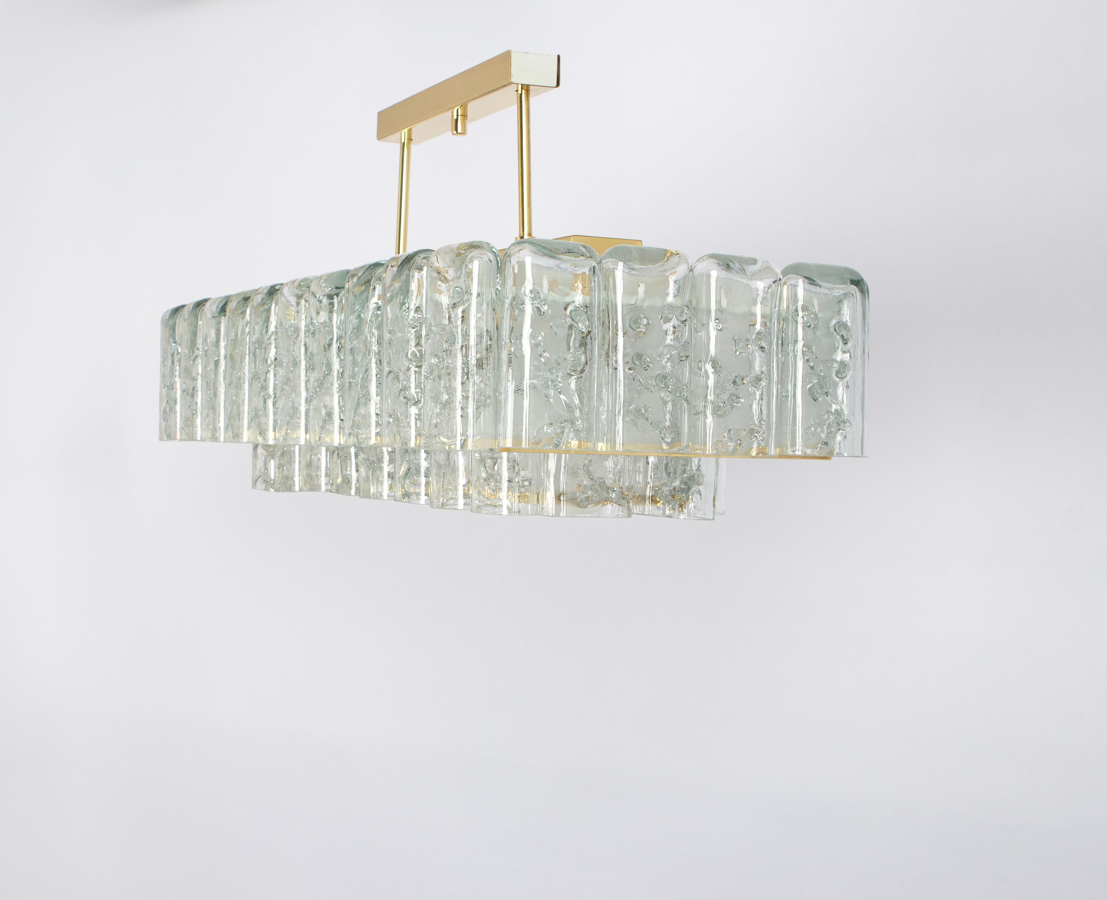 Large Doria Ice Glass Tubes Chandelier, Germany, 1960s In Good Condition For Sale In Aachen, NRW