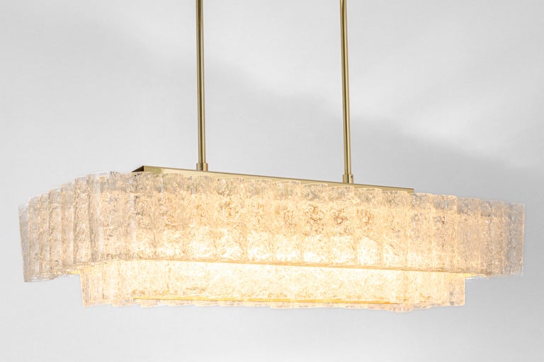 Mid-20th Century Large Doria Ice Glass Tubes Chandelier, Germany, 1960s For Sale