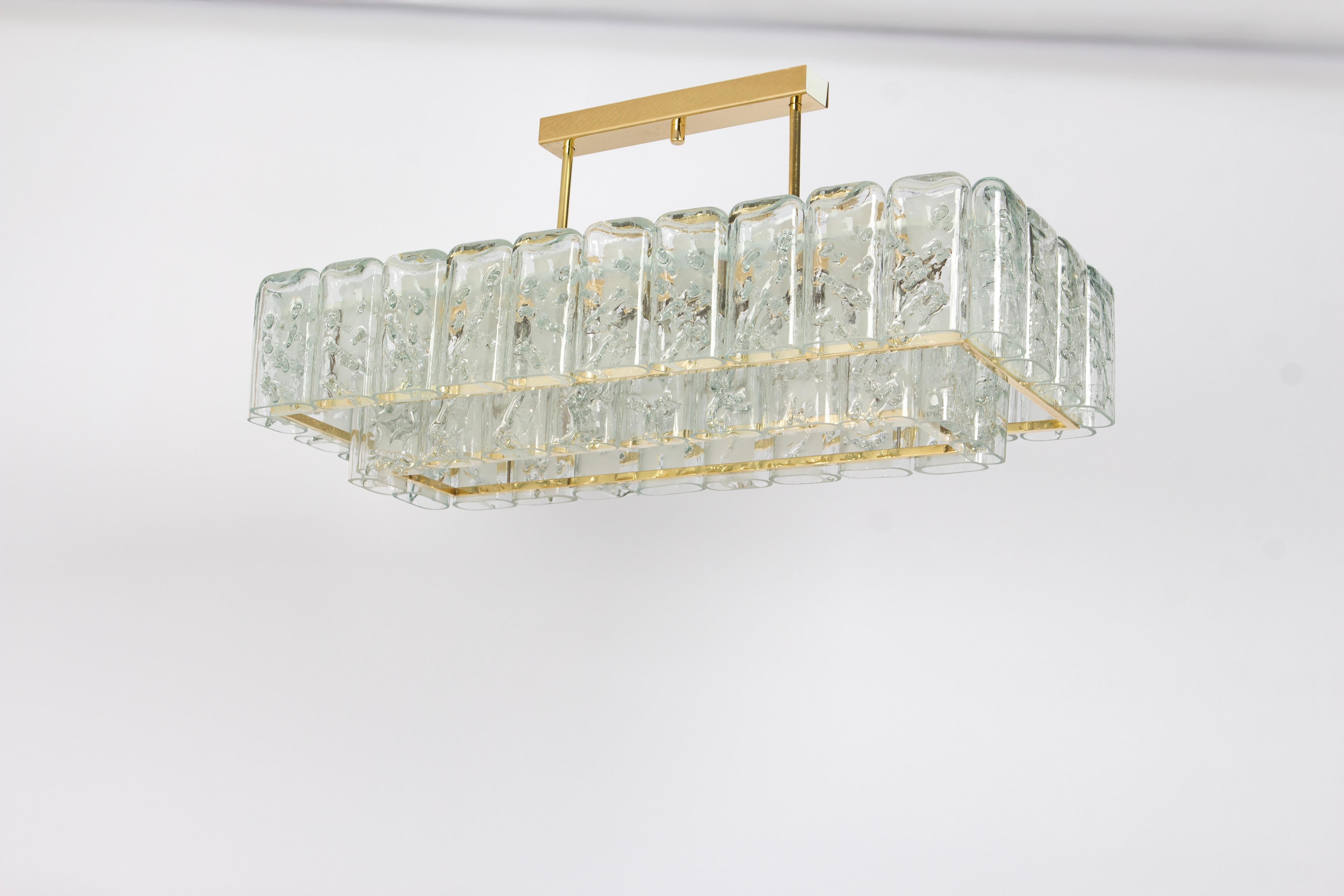 Mid-20th Century Large Doria Ice Glass Tubes Chandelier, Germany, 1960s For Sale