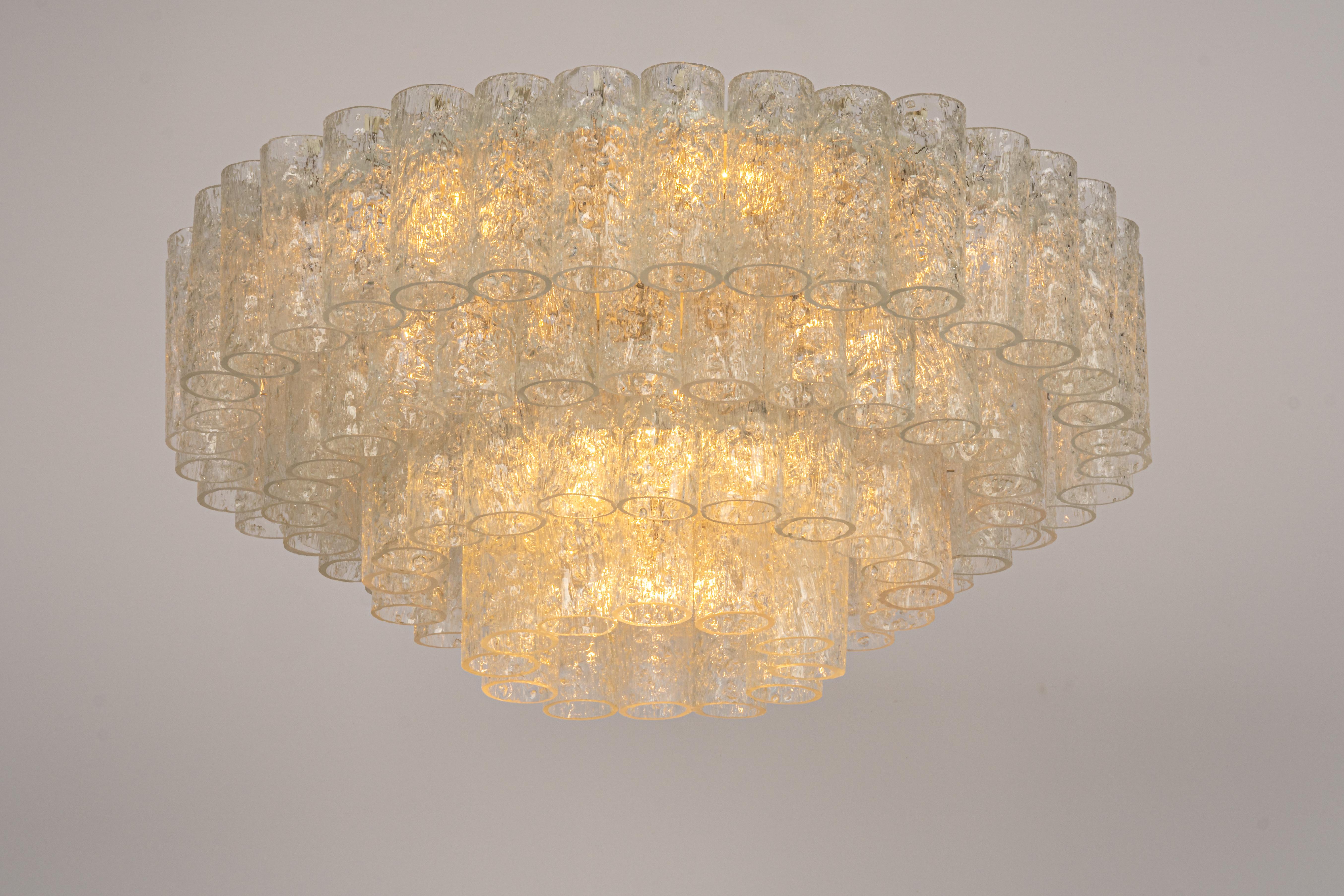 Murano Glass Large Doria Ice Glass Tubes Chandelier, Germany, 1960s