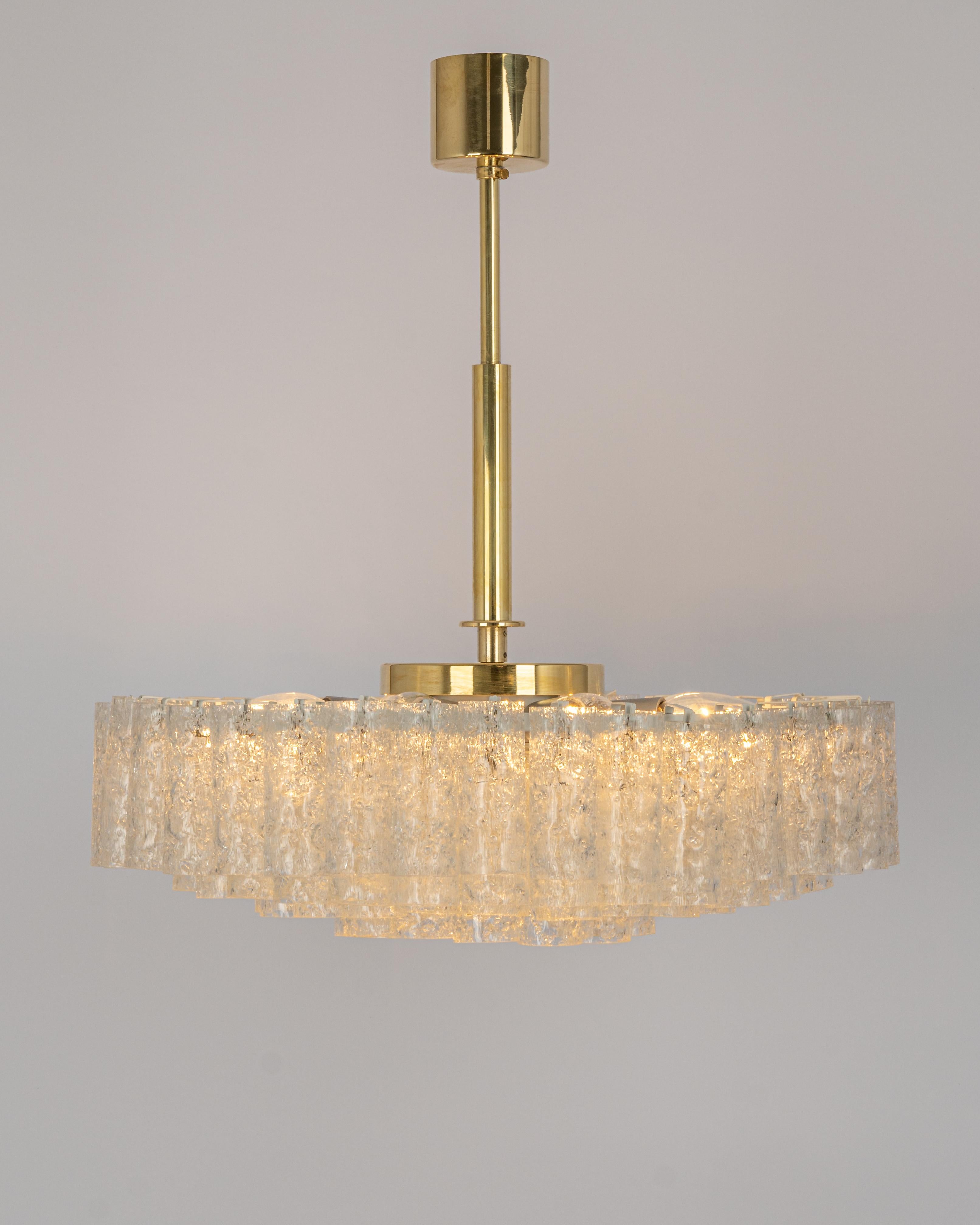 Large Doria Ice Glass Tubes Chandelier, Germany, 1960s For Sale 1