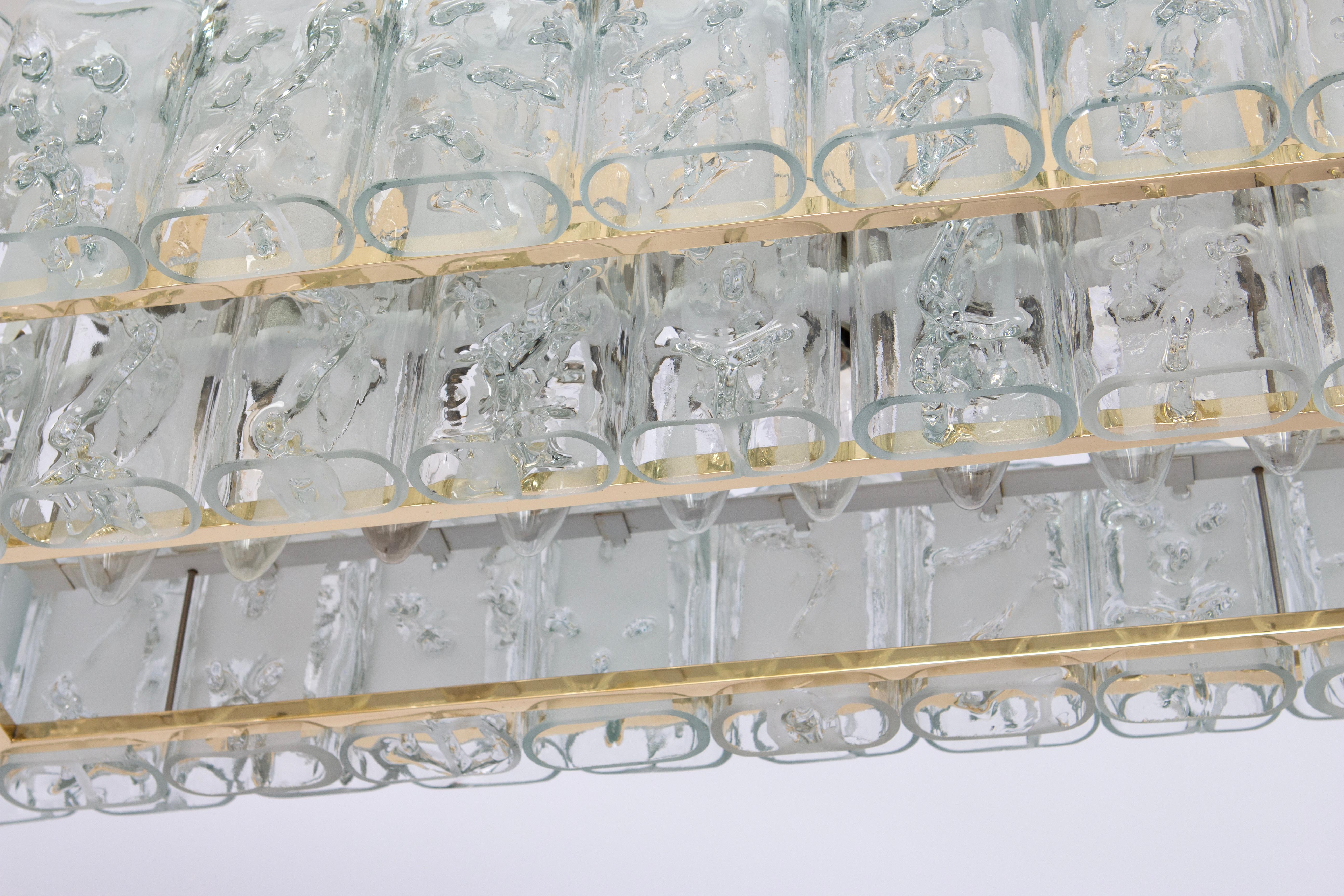 Large Doria Ice Glass Tubes Chandelier, Germany, 1960s For Sale 2
