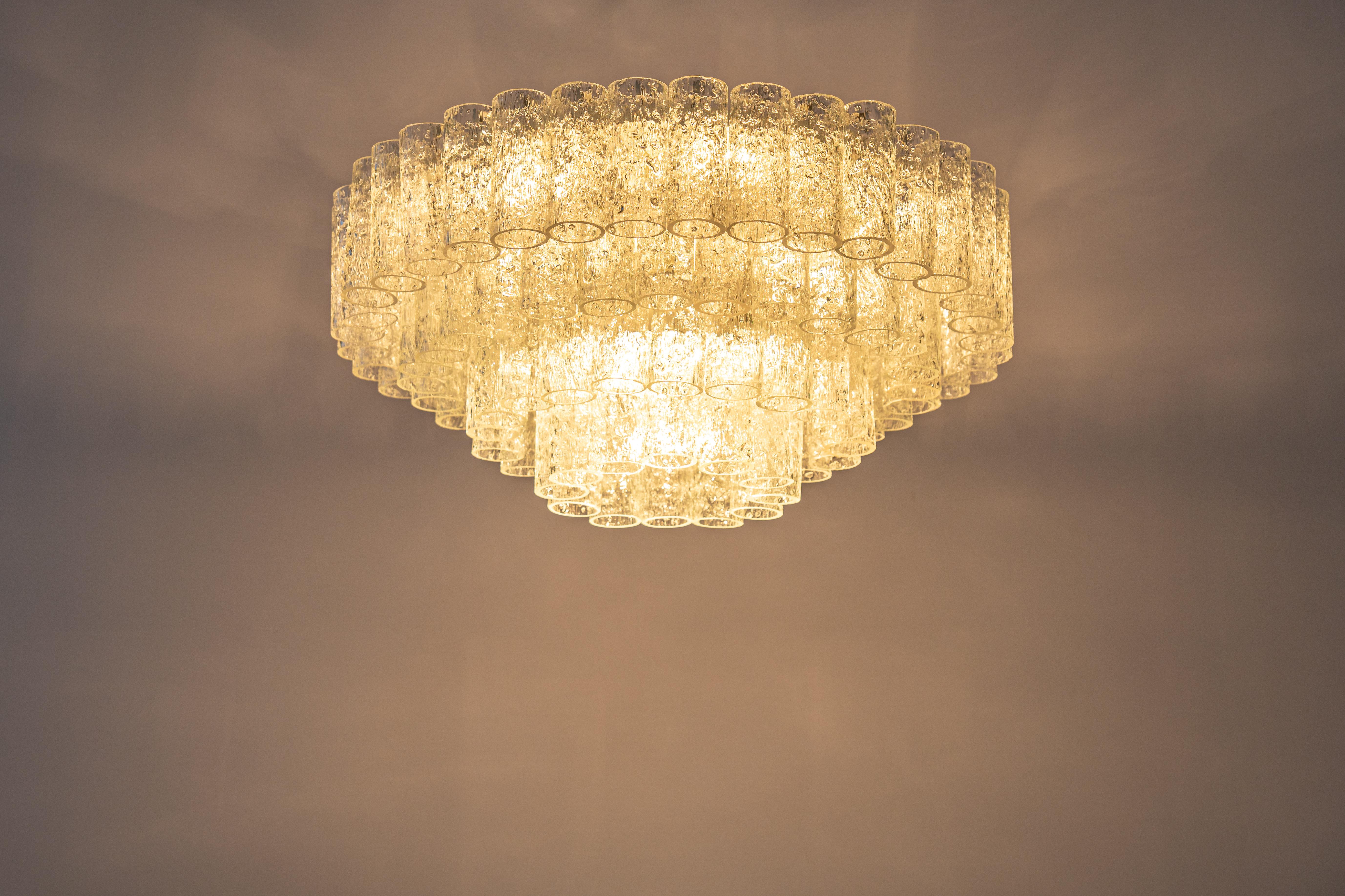 Large Doria Ice Glass Tubes Chandelier, Germany, 1960s 3