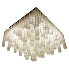 Vintage Large Doria Ice Glass Tubes Chandelier, Germany, 1960s.