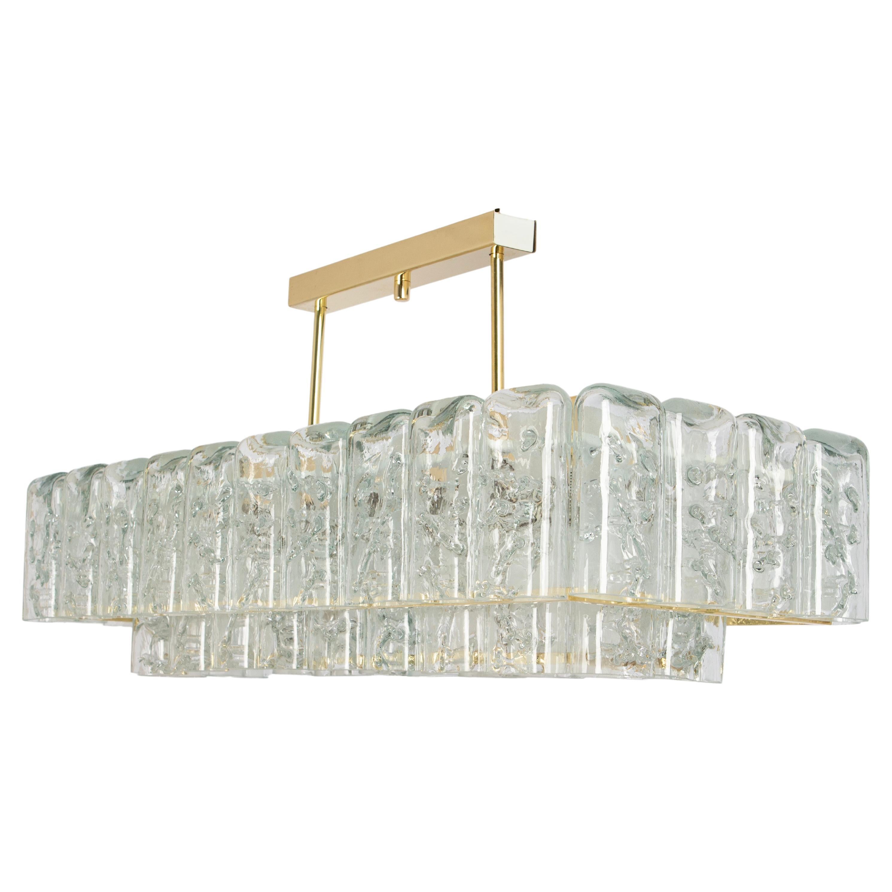 Large Doria Ice Glass Tubes Chandelier, Germany, 1960s For Sale