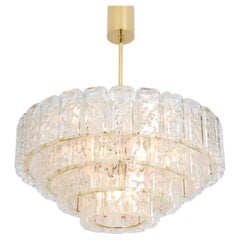 Large Doria Ice Glass Tubes Chandelier, Germany, 1960s