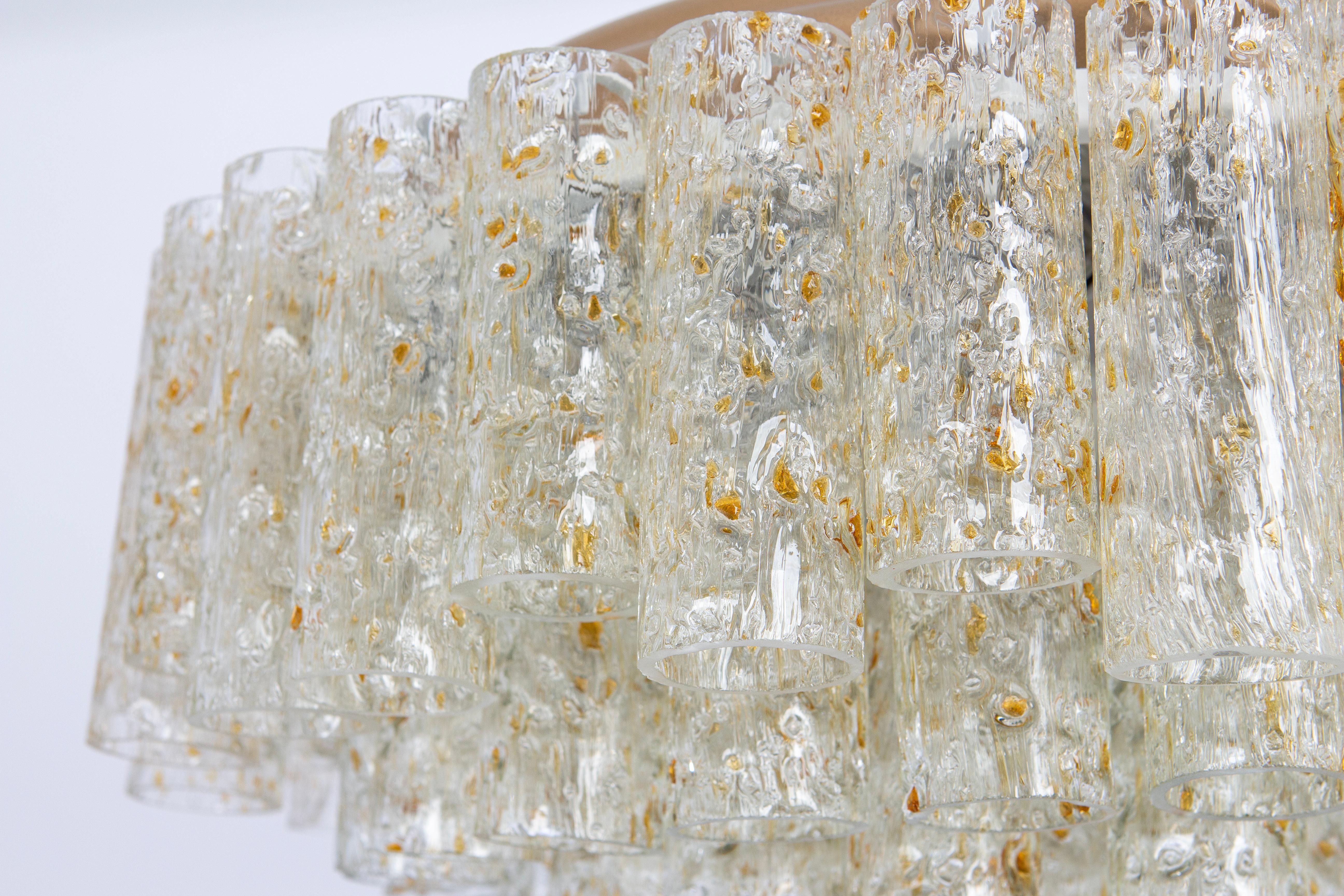 Mid-Century moderno Grande lampada ad incasso Doria Ice Glass Tubes, Germania, anni '60 in vendita