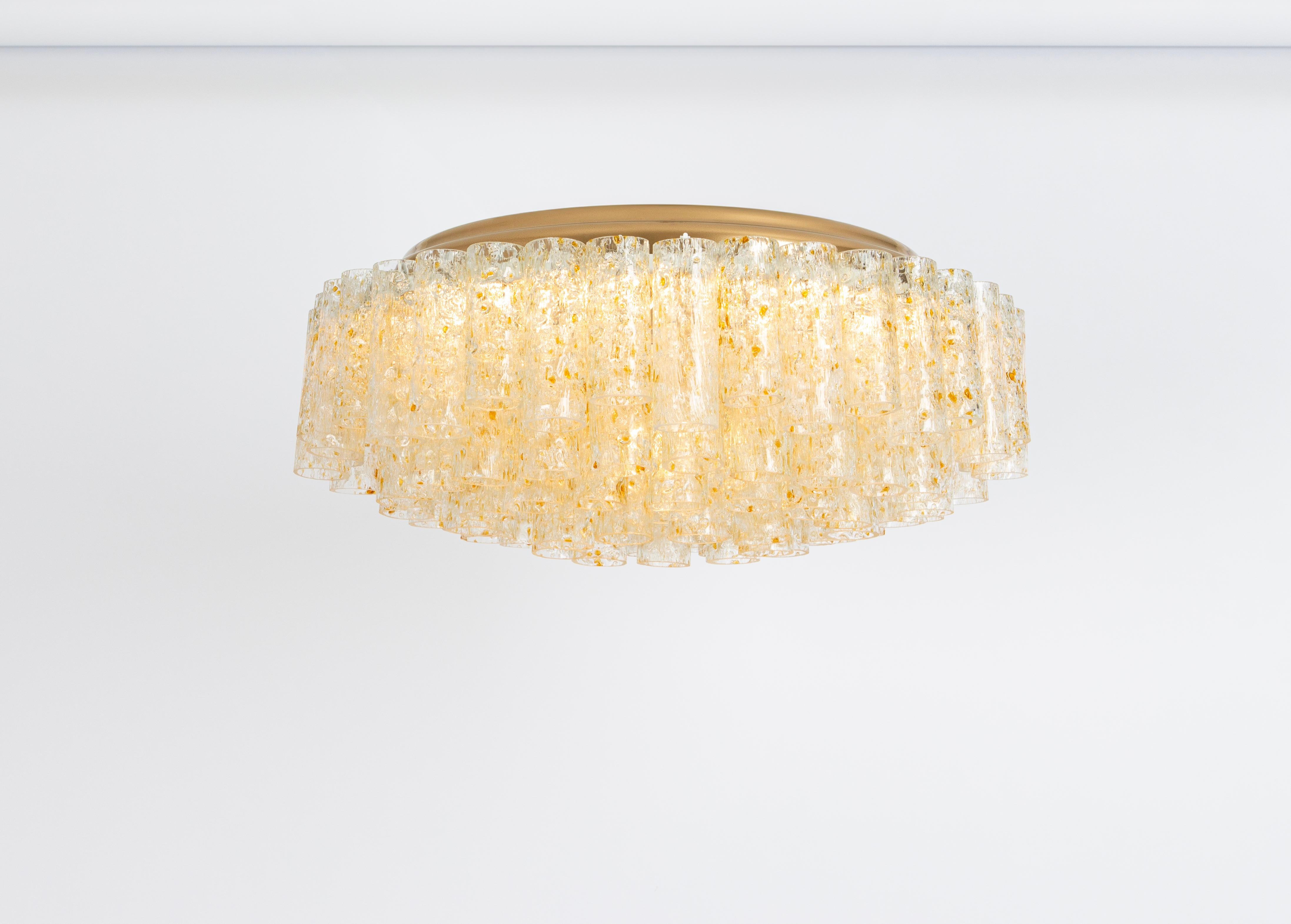 Vetro artistico Grande lampada ad incasso Doria Ice Glass Tubes, Germania, anni '60 in vendita