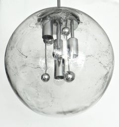 Large Doria Leuchten Blown Glass Globe Clear Four-Light Hanging Fixture