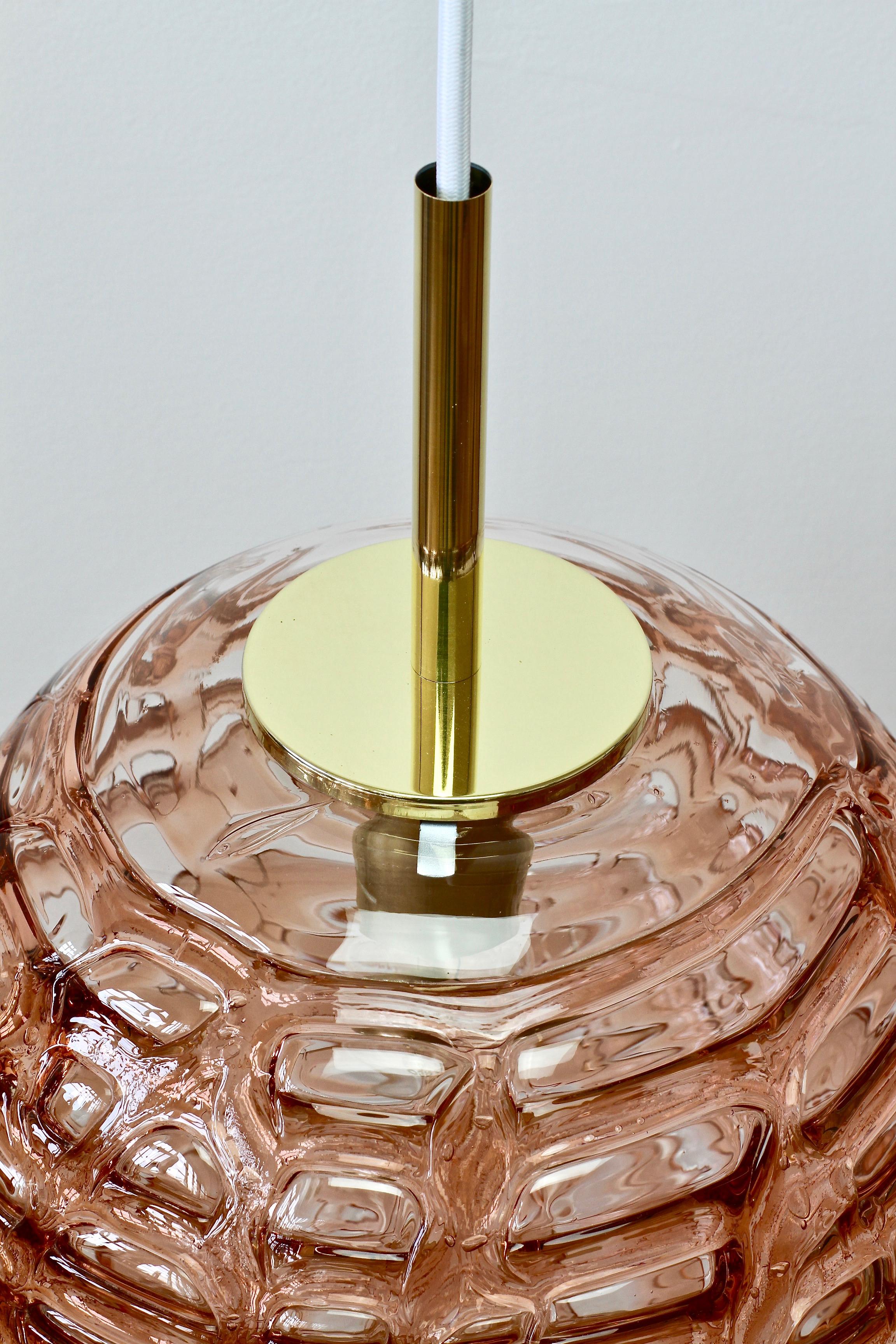 20th Century Large Doria Leuchten Vintage, 1960s Pink Murano Glass Globe German Pendant Light