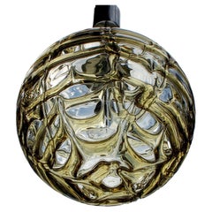 Large Doria Light Amber Globe Murano Style Pendant Lamp, Germany, 1970s
