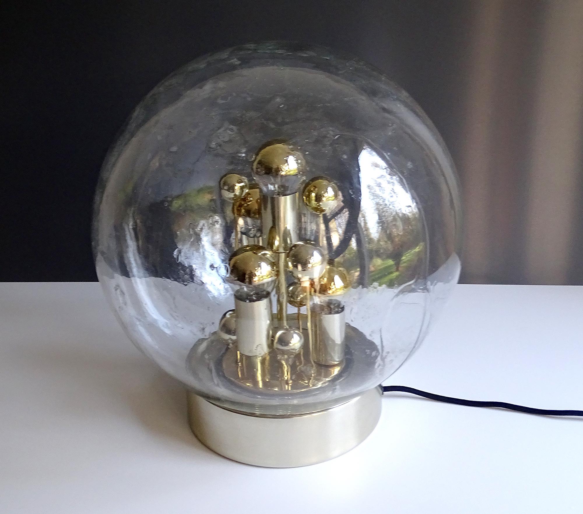  Large Doria MidCentury Glass Globe Table Lamp,  Kalmar Style For Sale 5