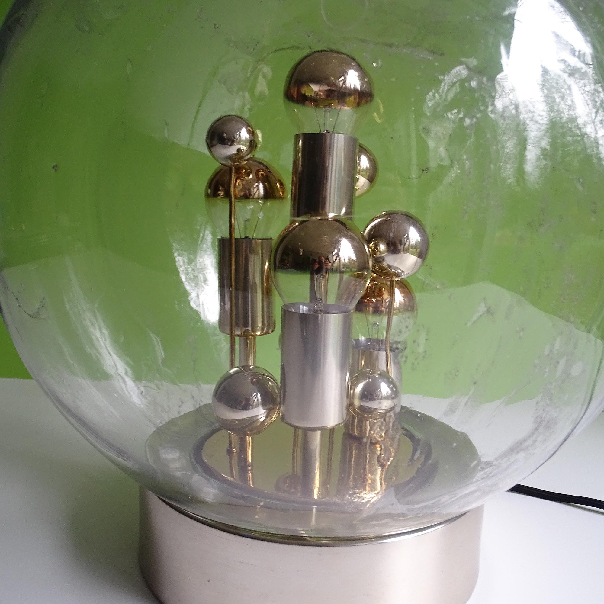  Large Doria MidCentury Glass Globe Table Lamp,  Kalmar Style For Sale 12
