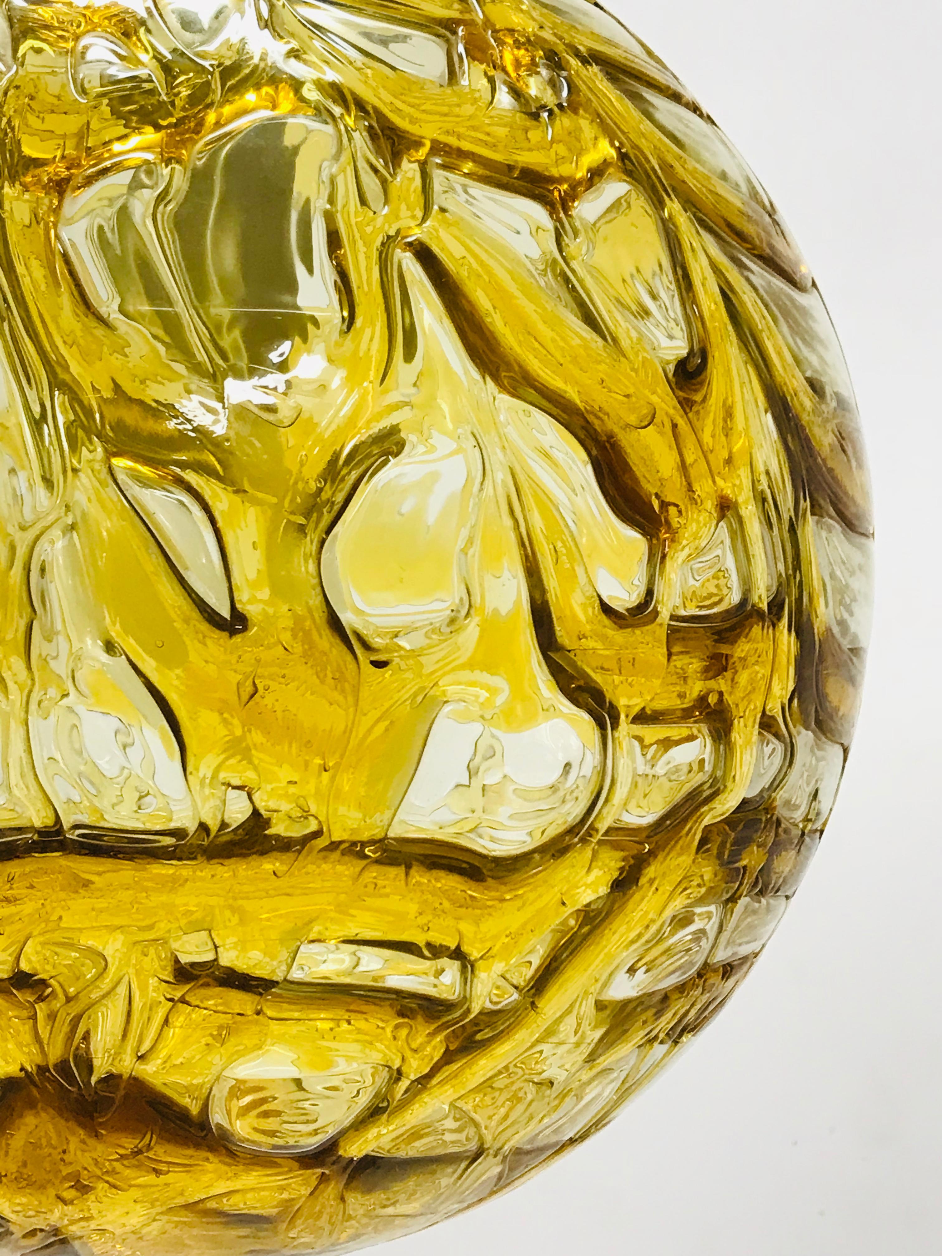 Mid-Century Modern Large Dorian Murano Glass Globe Brass 