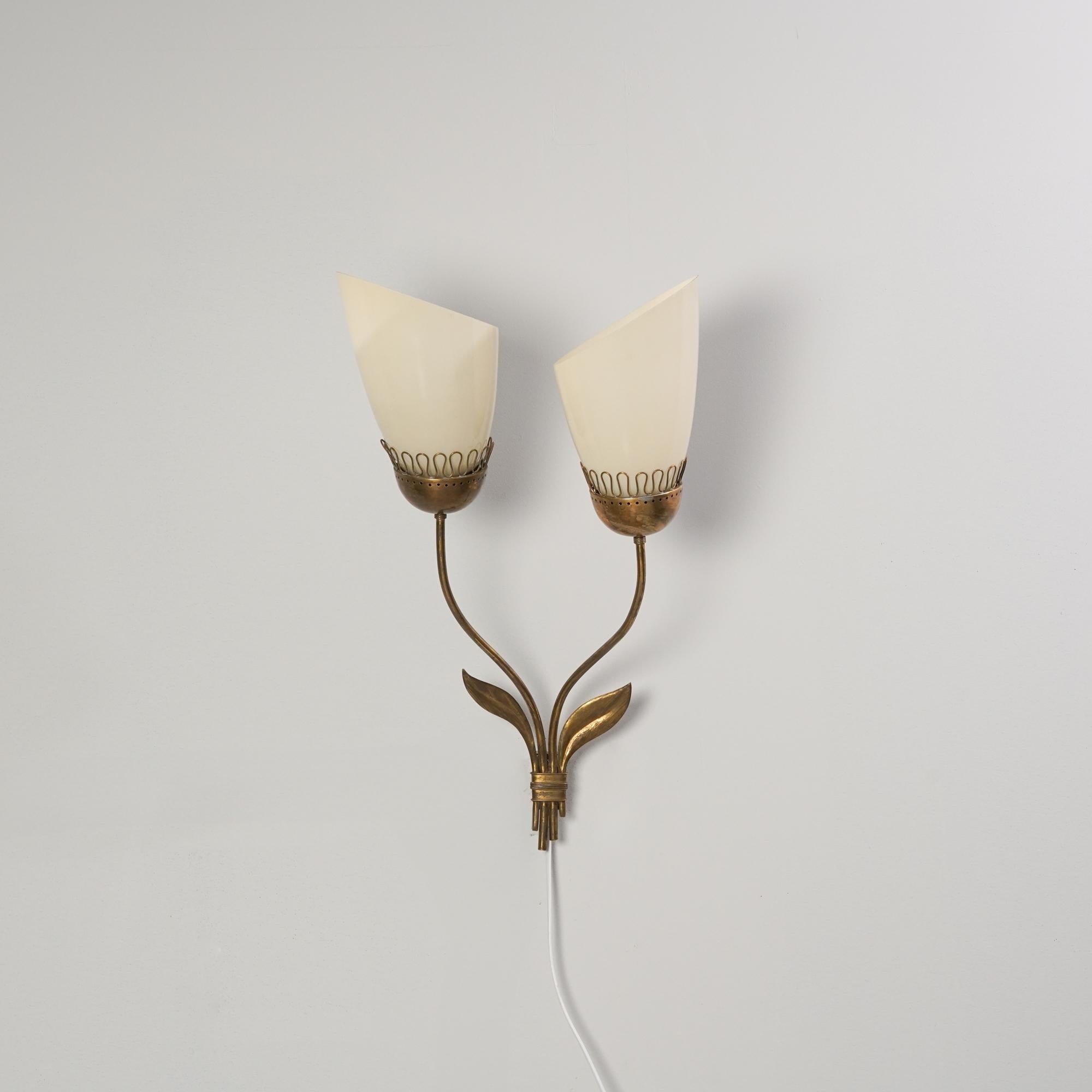Scandinavian Modern Large Double Armed Wall Light In The Style Of Paavo Tynell, 1940s For Sale