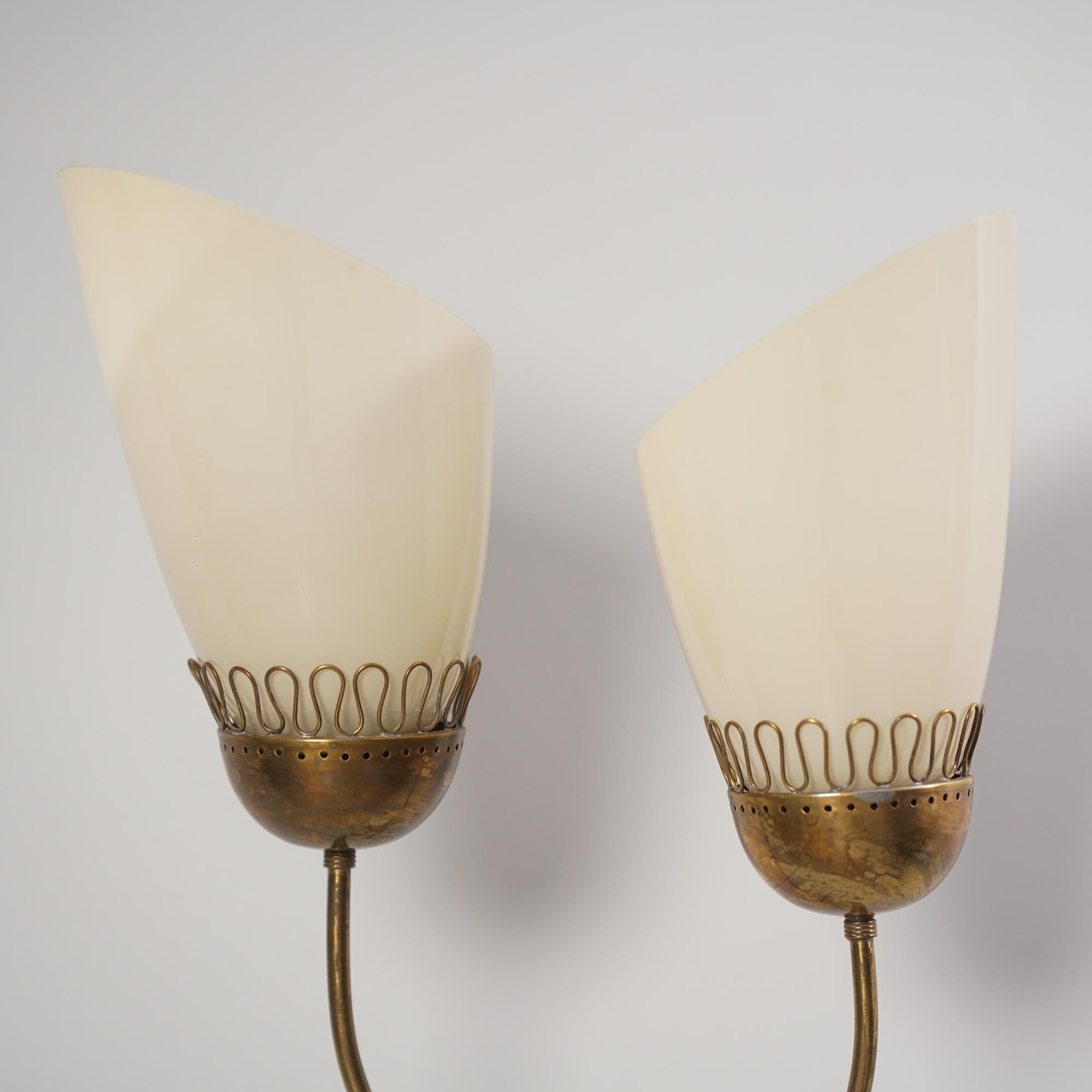 Large Double Armed Wall Light In The Style Of Paavo Tynell, 1940s In Good Condition For Sale In Helsinki, Uusimaa