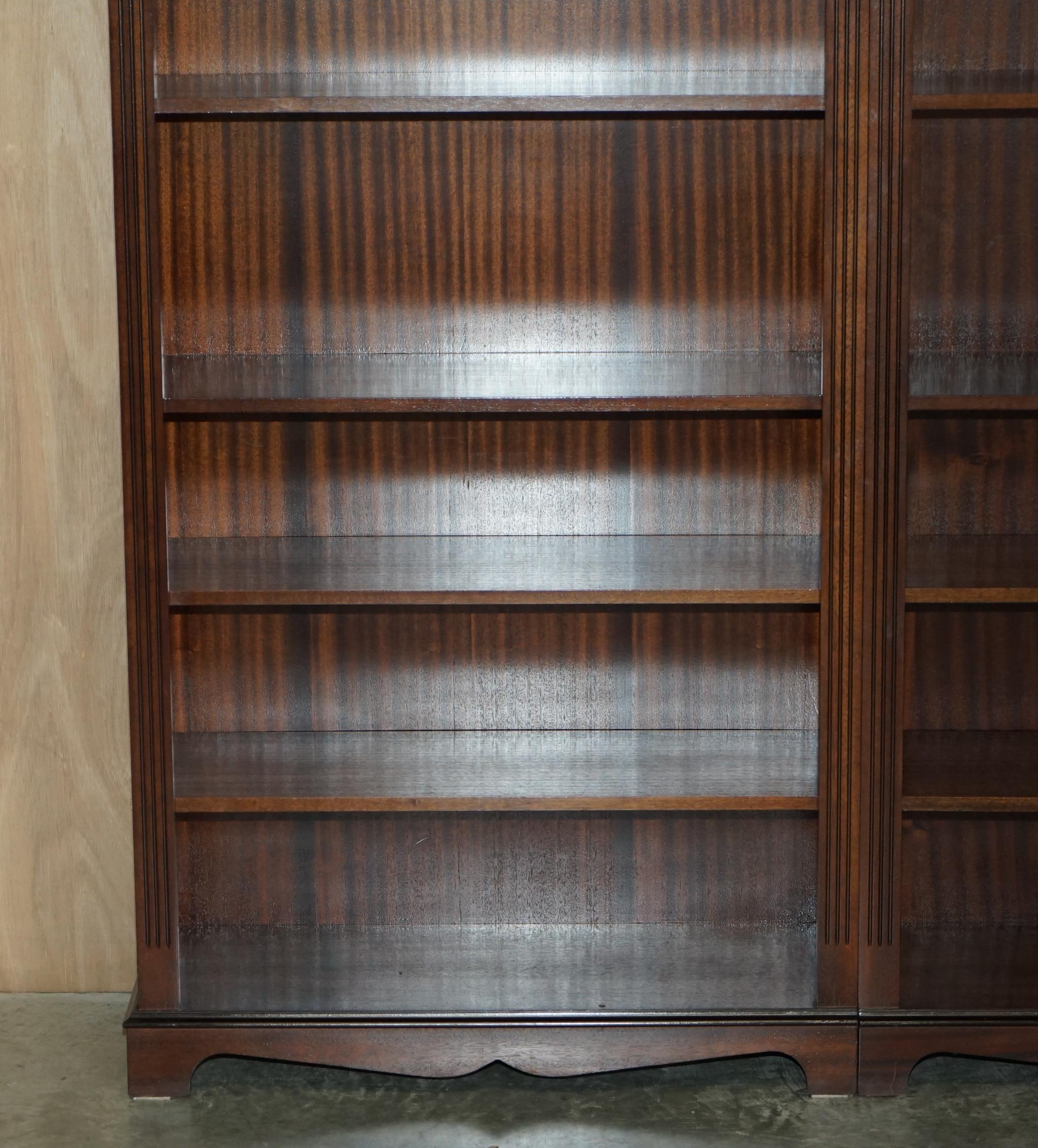 Mid-Century Modern Large Double Bank Vintage Flamed Hardwood Beresford & Hicks Library Bookcases