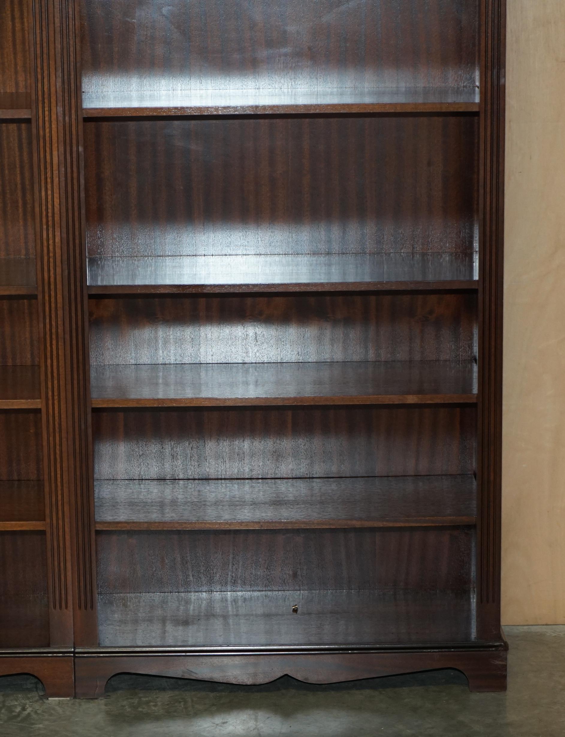 Hand-Crafted Large Double Bank Vintage Flamed Hardwood Beresford & Hicks Library Bookcases