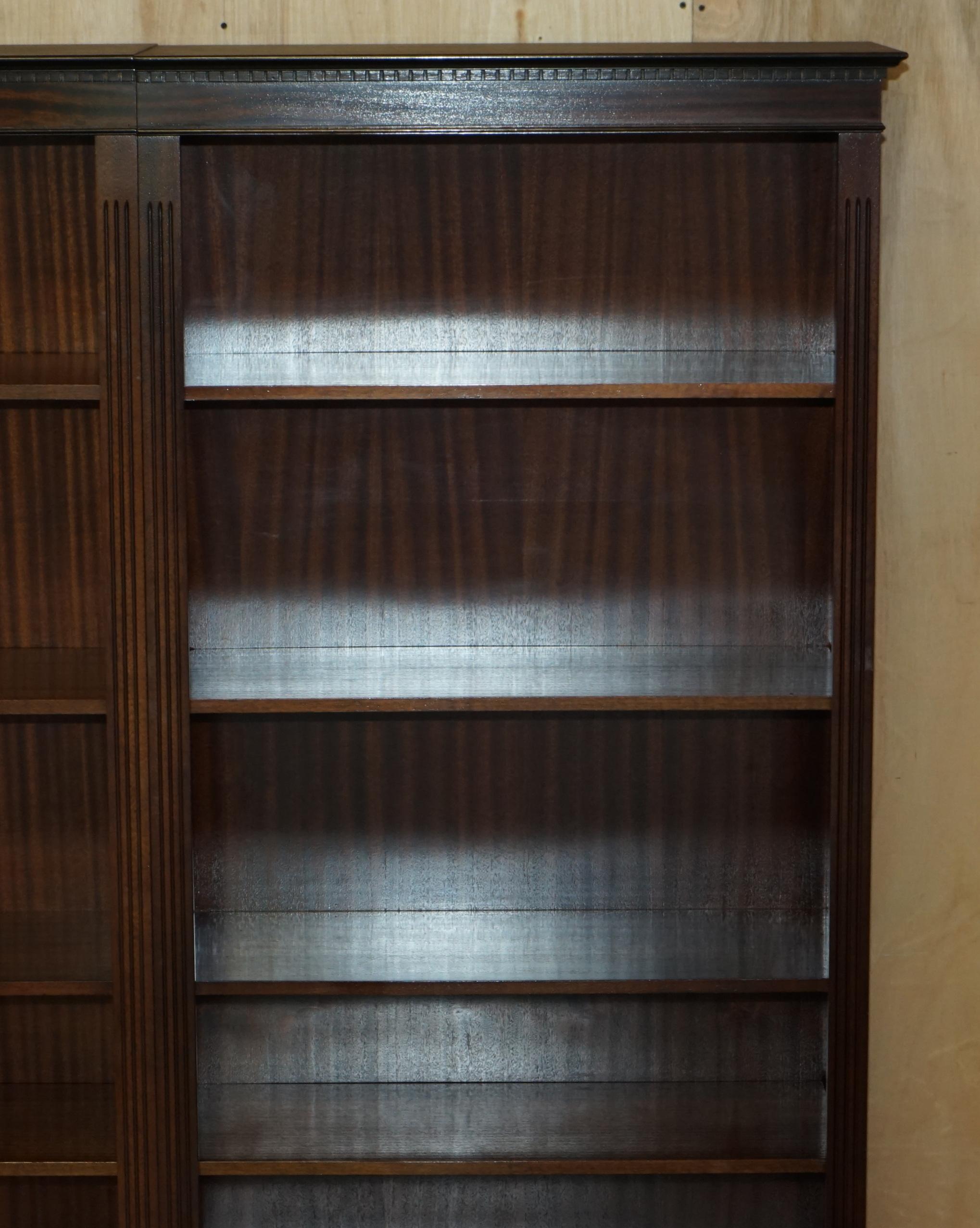 20th Century Large Double Bank Vintage Flamed Hardwood Beresford & Hicks Library Bookcases