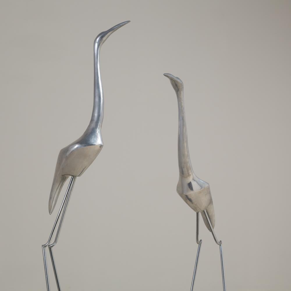 Large Double Crane Sculpture by Curtis Jere Signed, 1980s In Good Condition In Donhead St Mary, Wiltshire