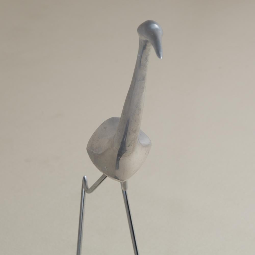 Chrome Large Double Crane Sculpture by Curtis Jere Signed, 1980s
