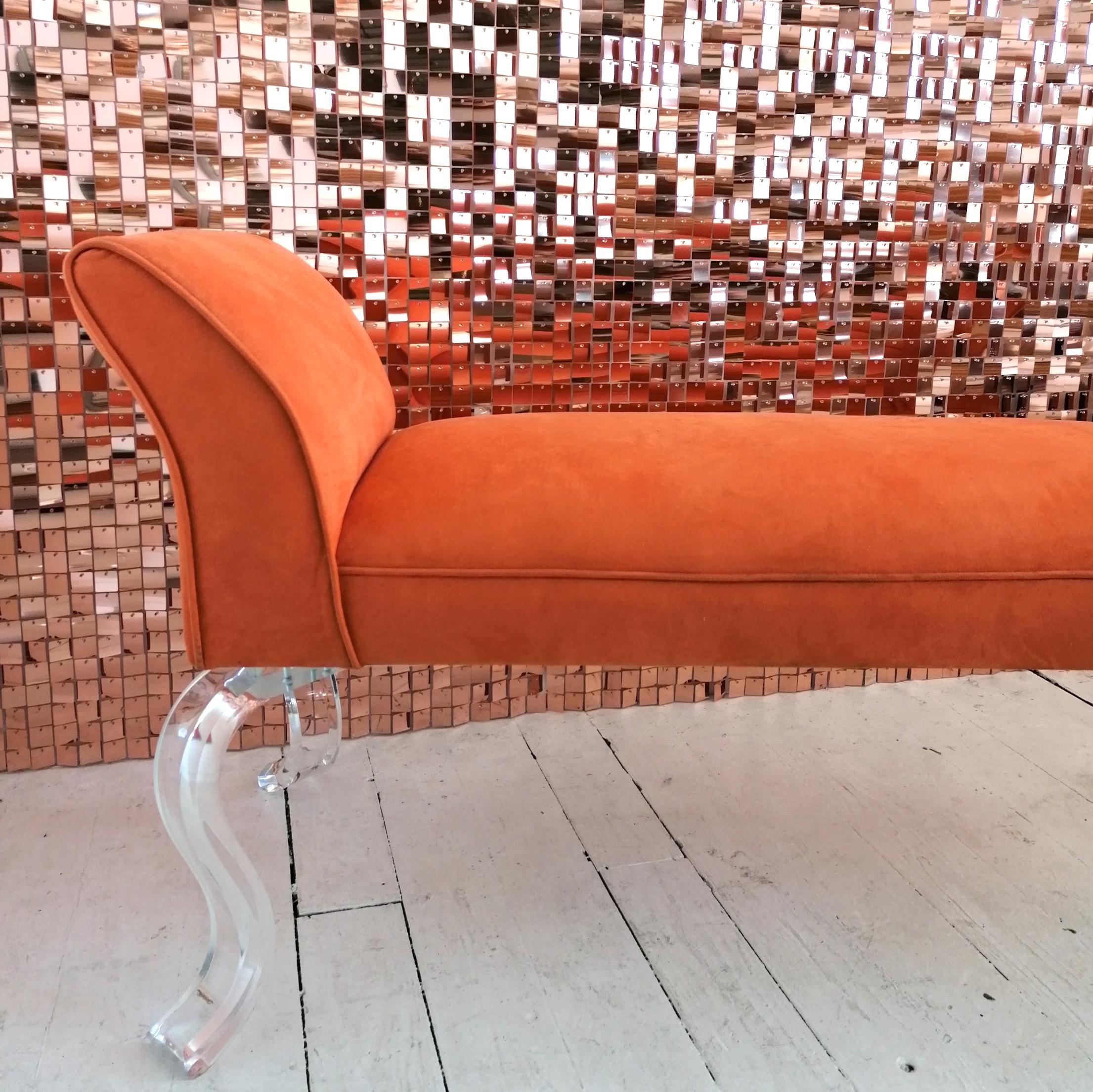 Large Double-Ended Bench with Lucite Curvy Legs, by Shlomi Haziza, USA c1980s For Sale 1