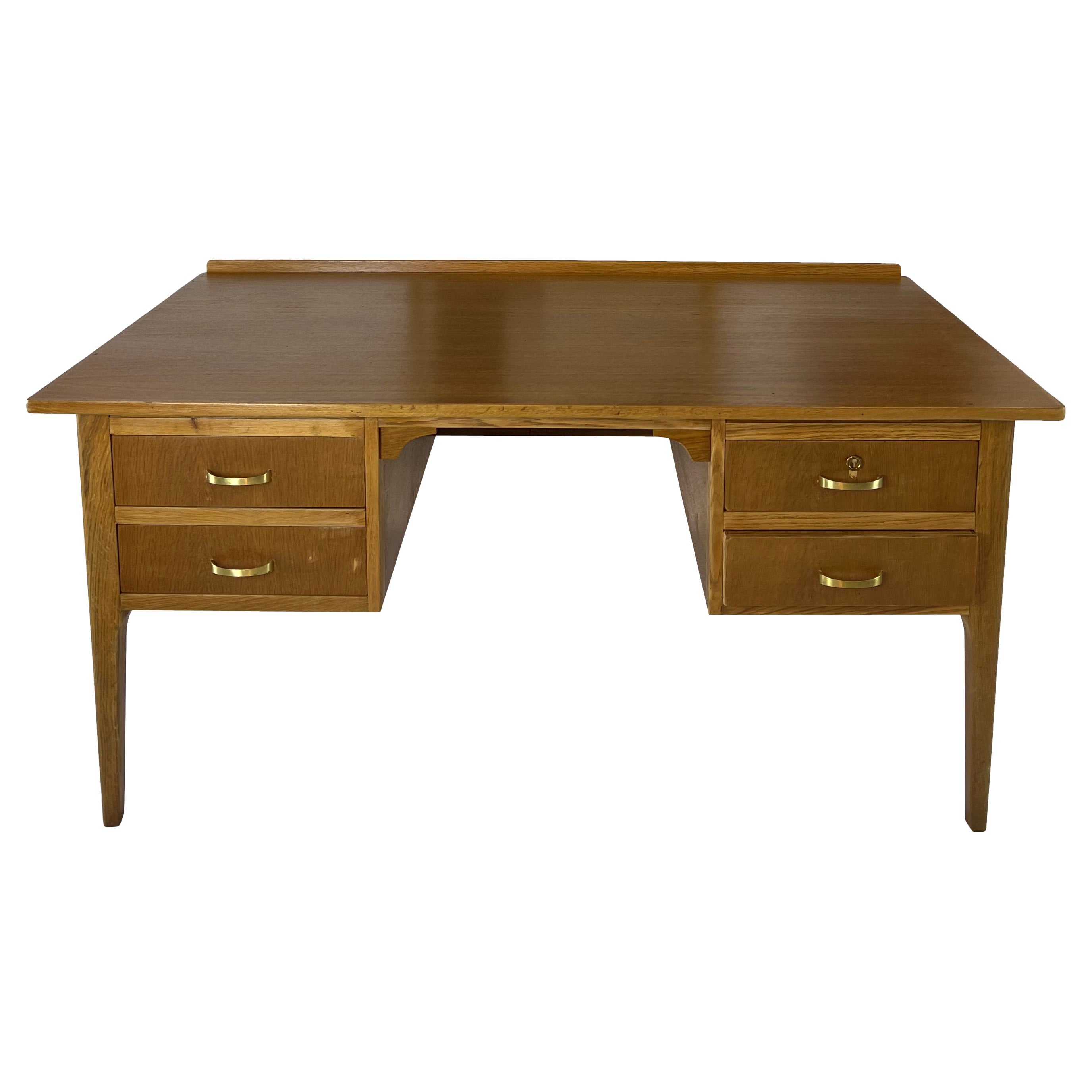Large Double Face Desk in Oak, 1950's
