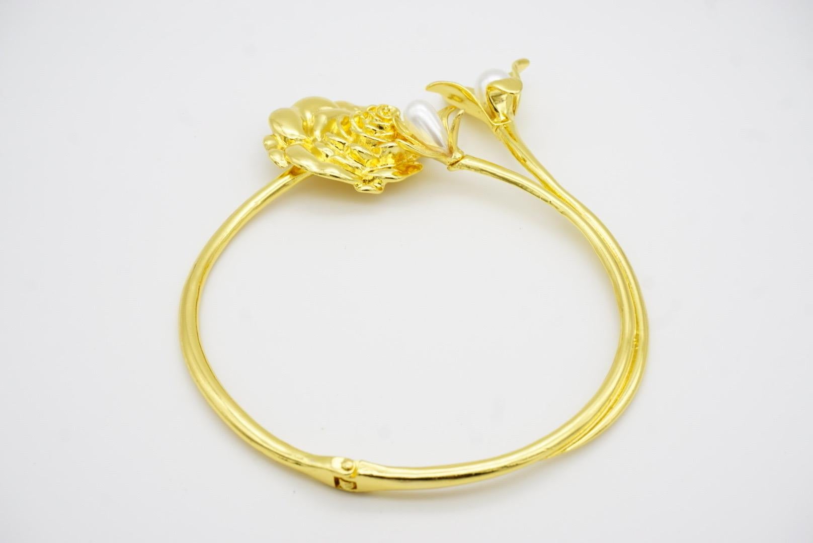 Große doppelte Lilie Kamelie Blume Perlen Anhänger Elegance Halskette Kragen Choker im Angebot 5