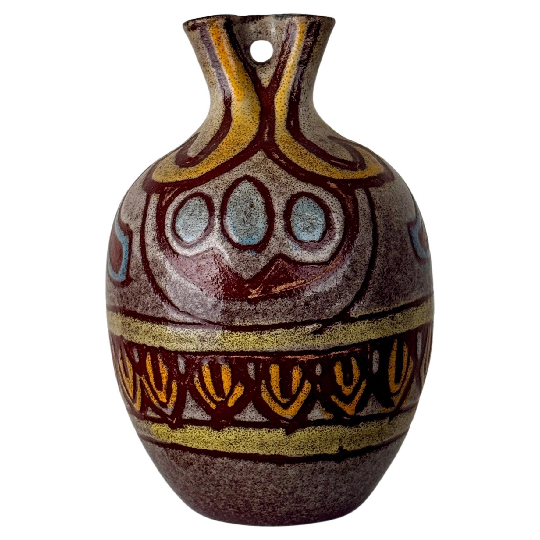 Large double-necked vase by the Accolay potters, France, circa 1960 For Sale