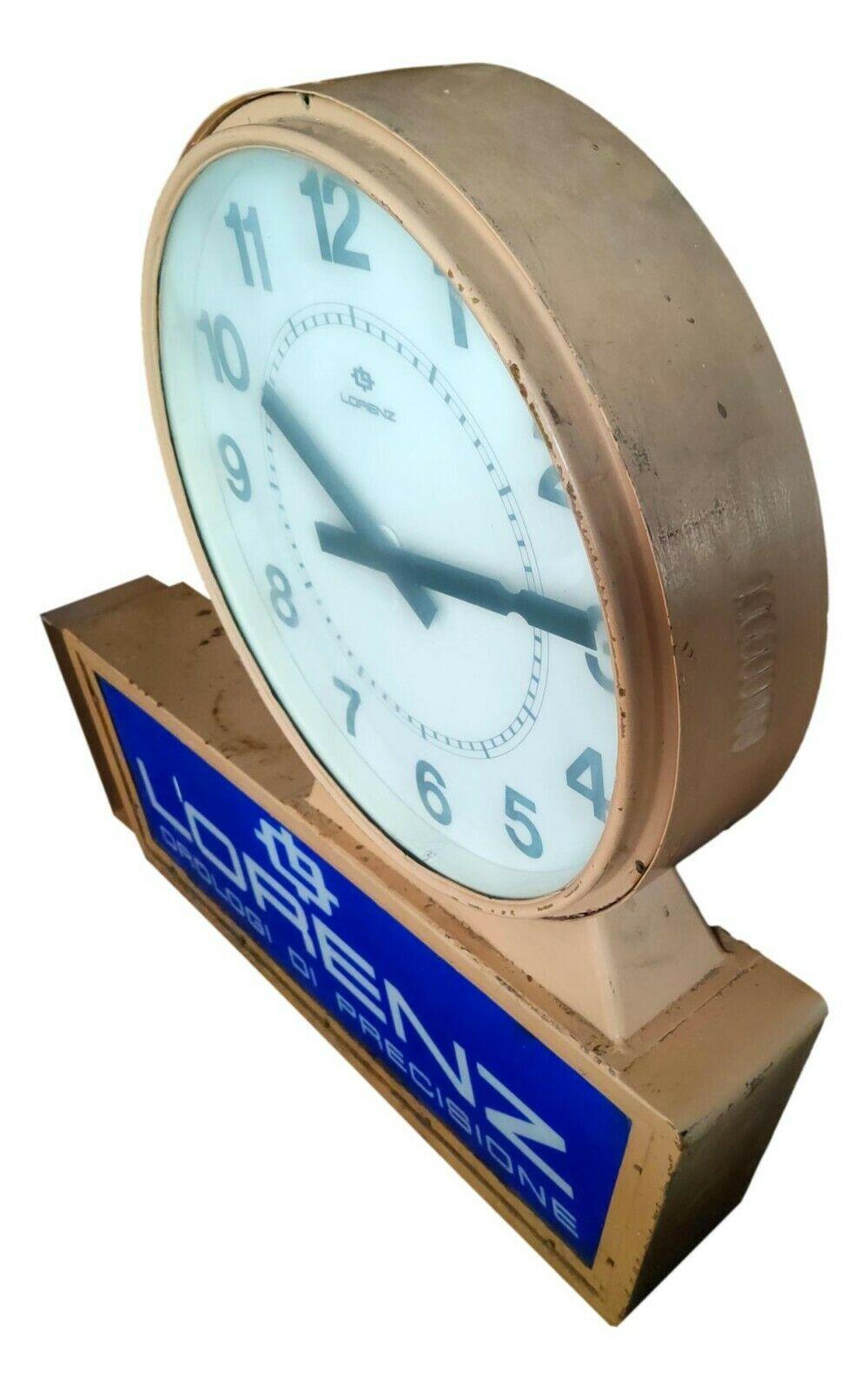 Milieu du XXe siècle Grande horloge de rue publicitaire à double face « Lorenz », années 1960 en vente