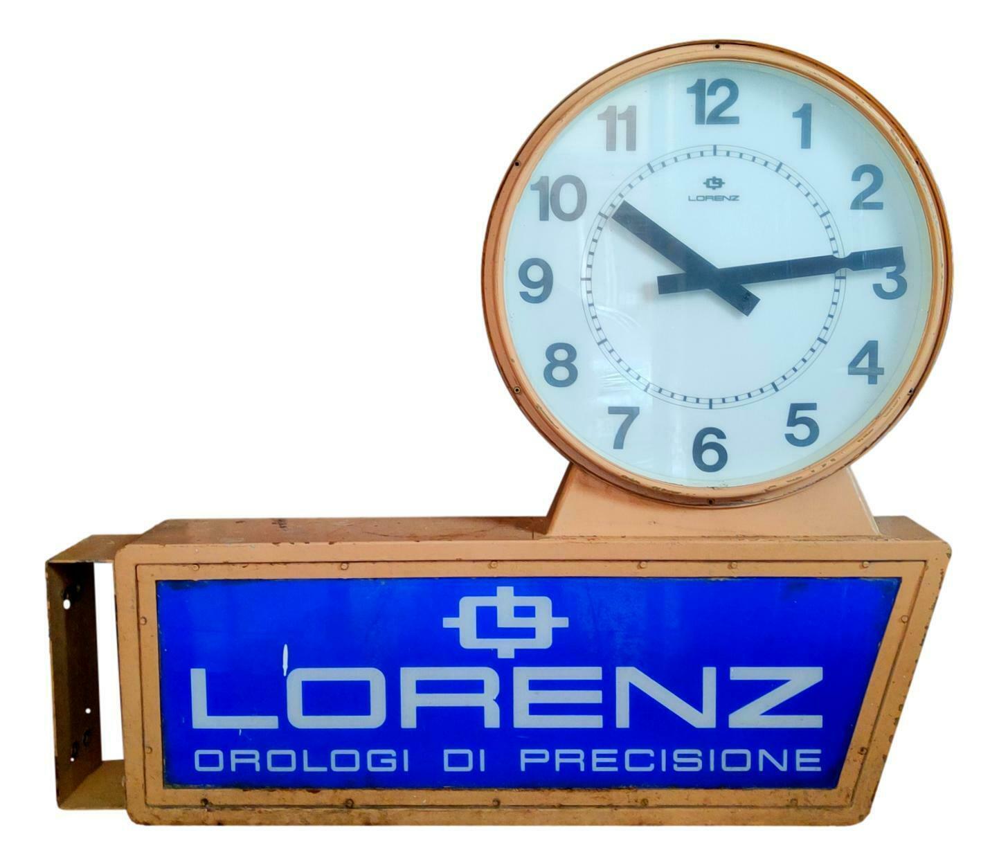 Große doppelseitige Werbe- Straßenuhr „Lorenz““, 1960er Jahre im Angebot 2