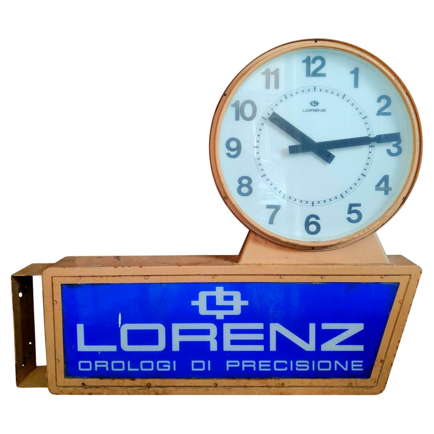 Große doppelseitige Werbe- Straßenuhr „Lorenz““, 1960er Jahre im Angebot