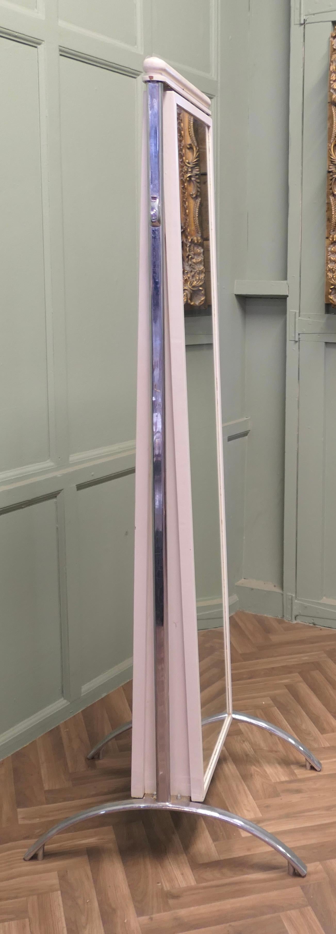 Mid-Century Modern Large Double Sided Full Length Dressing Mirror For Sale