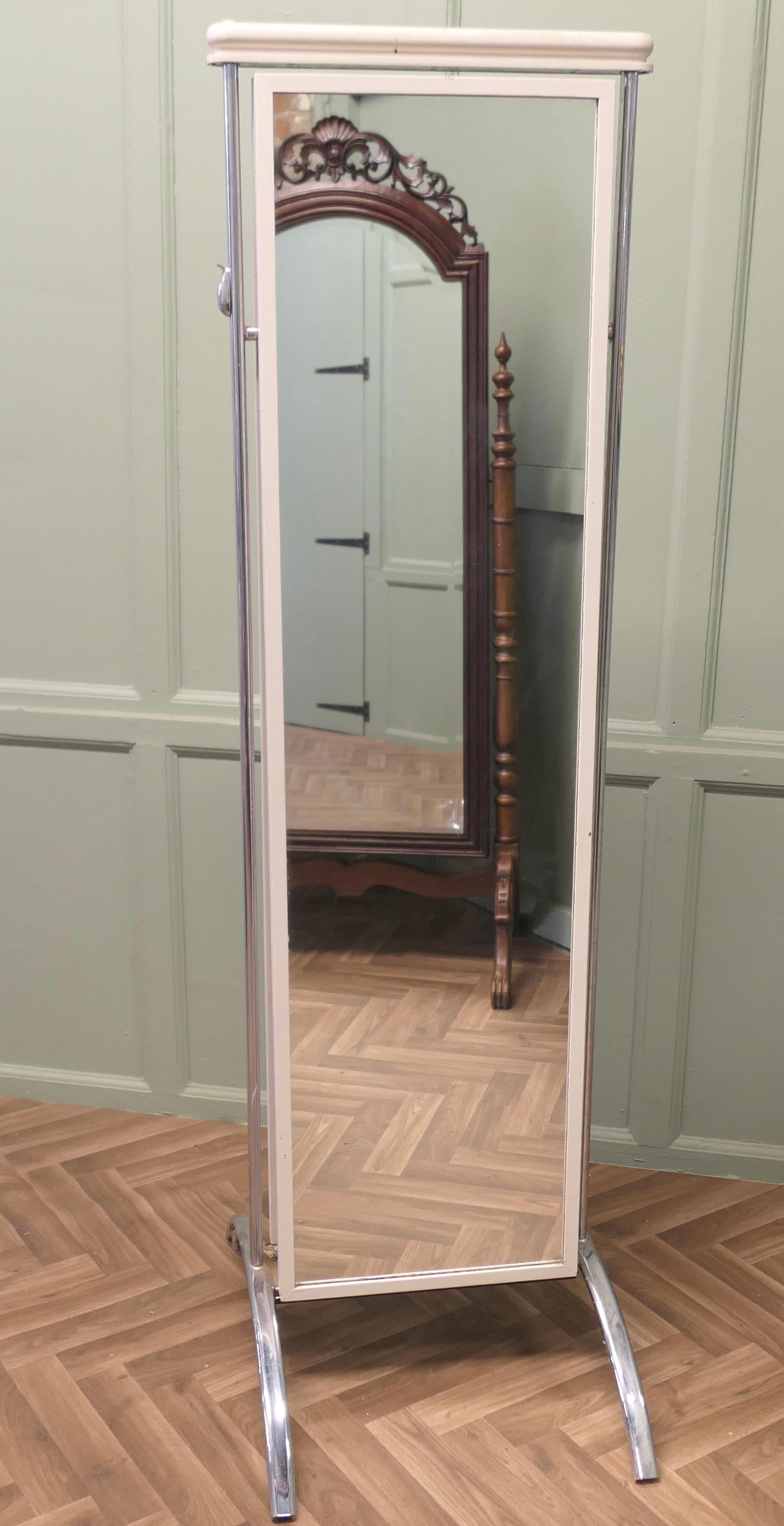 Mid-20th Century Large Double Sided Full Length Dressing Mirror For Sale