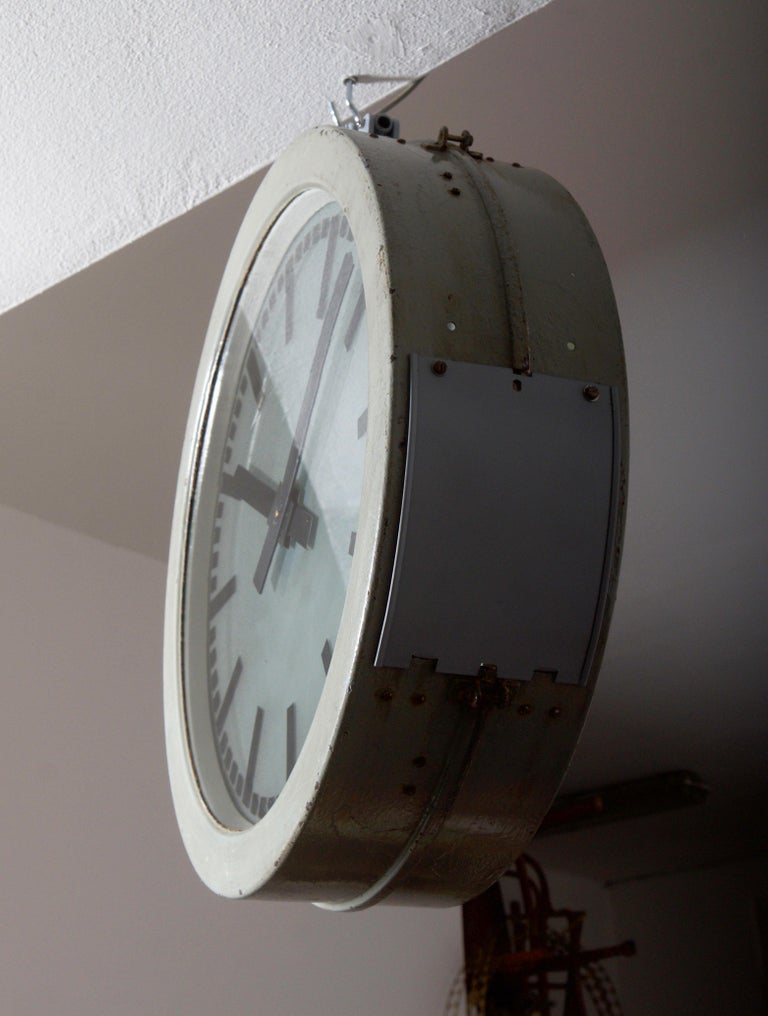 Large DoubleSided Illuminated Railway Station or Factory Clock at 1stDibs