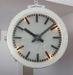 Large Double-Sided Illuminated Railway Station or Factory Clock