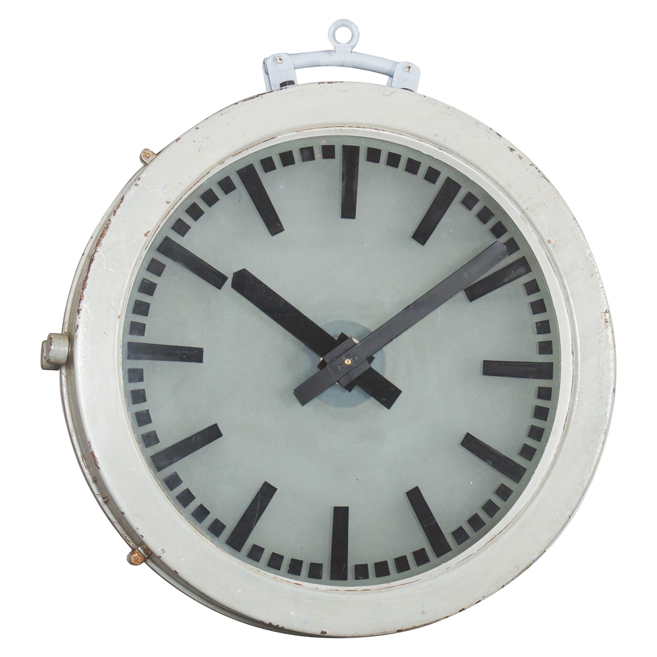 Large Double-Sided Illuminated Railway Station or Factory Clock