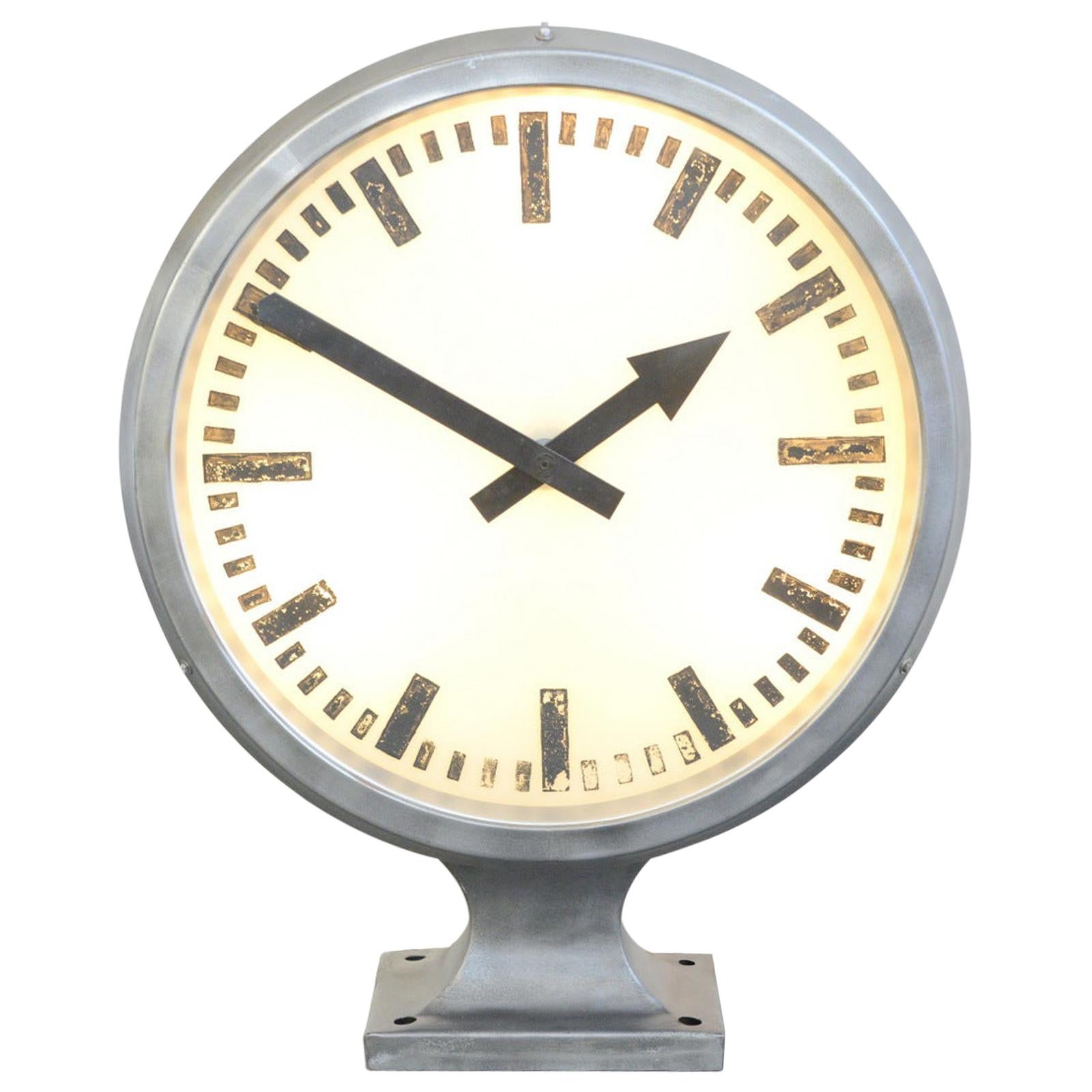 Large Double Sided Industrial Light Up Clock, circa 1960s at 1stDibs