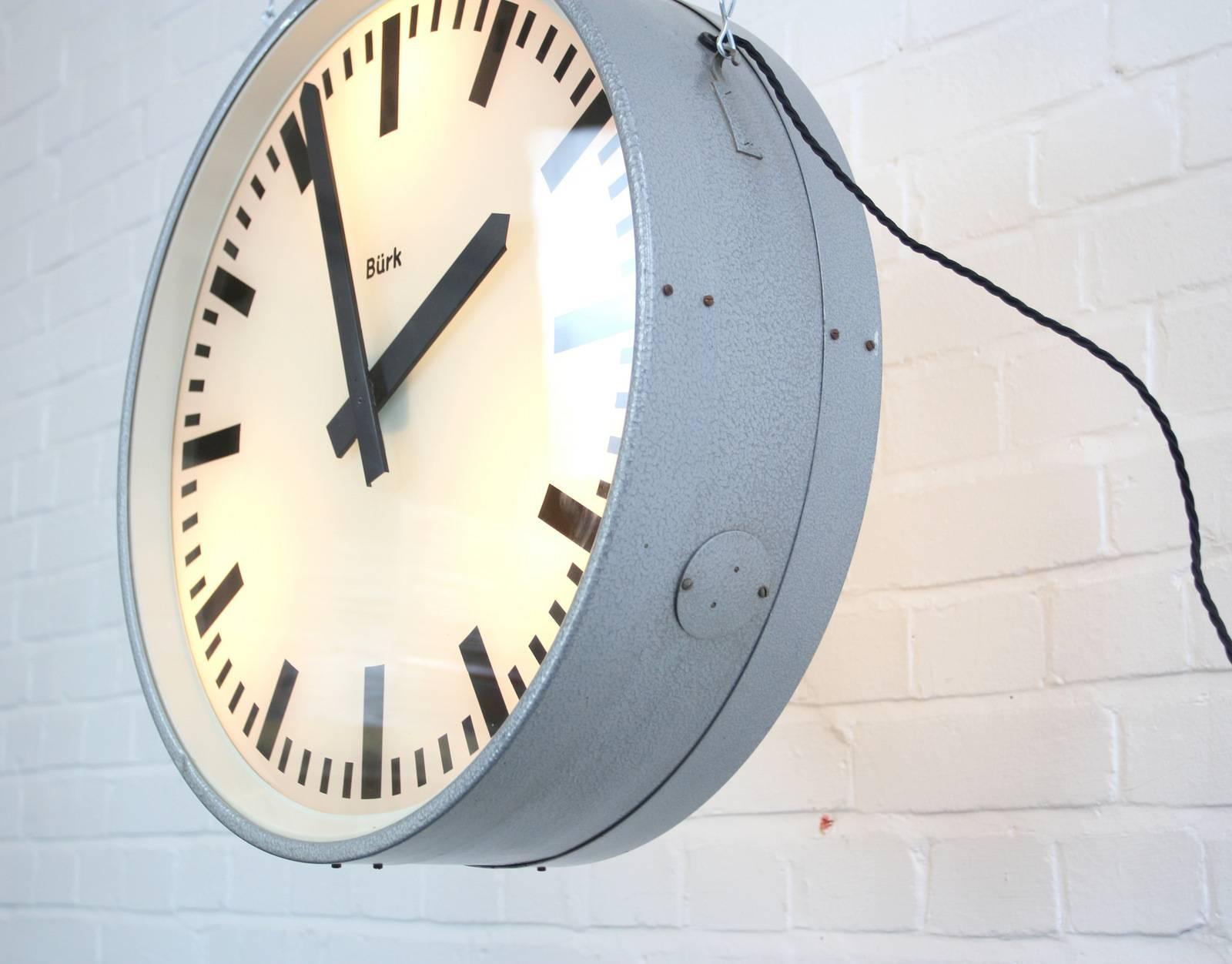 large double sided station clock