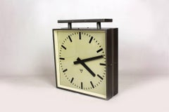Large Double-Sided Railway Clock from Pragotron, 1970s