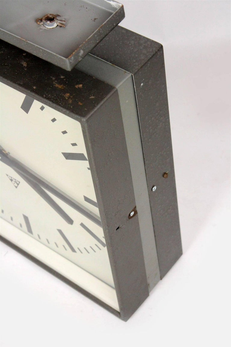 Large DoubleSided Railway Clock from Pragotron, 1970s at 1stDibs